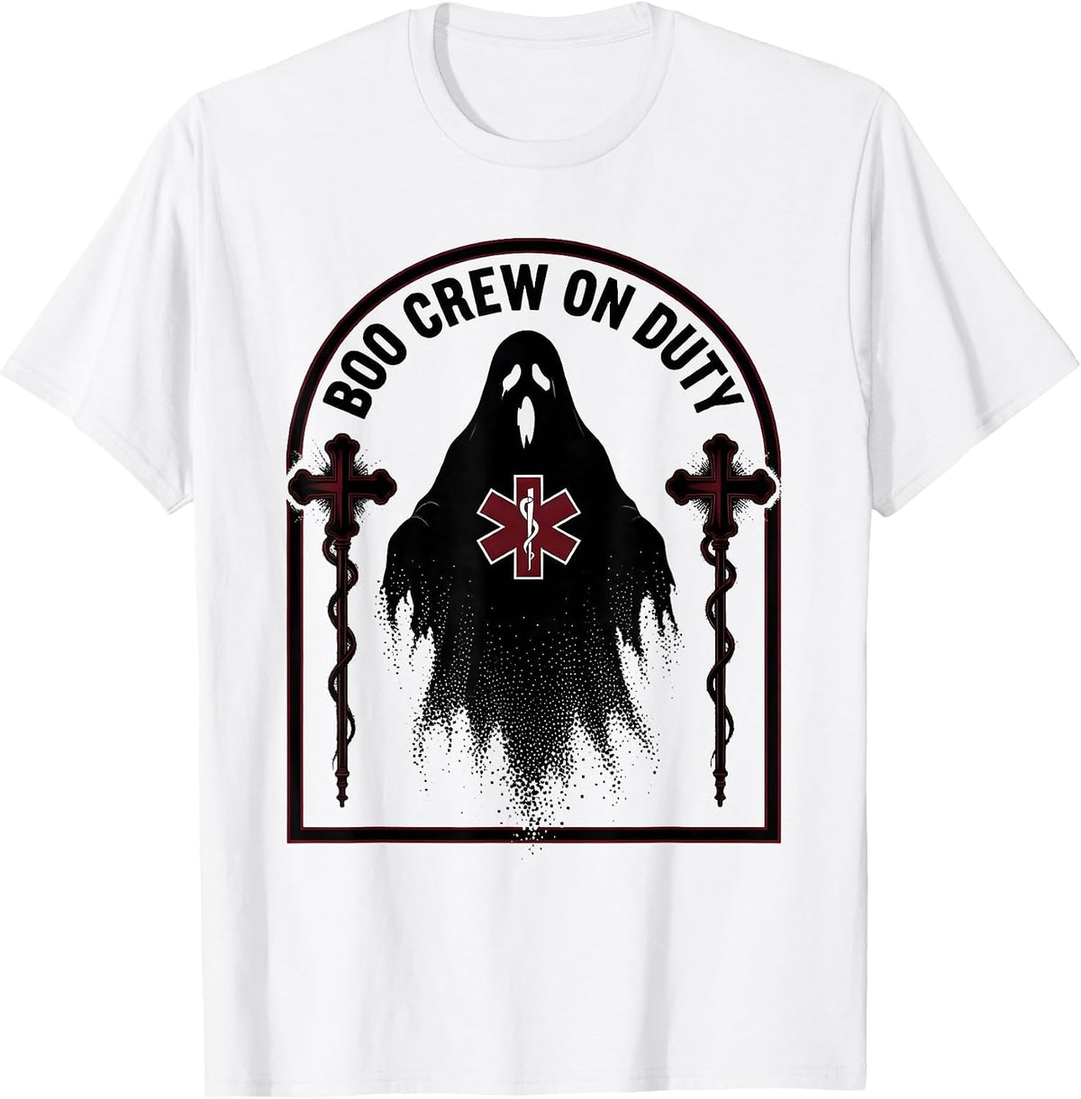 Men's Boo Crew On Duty Paramedic Halloween Design T-Shirt - White