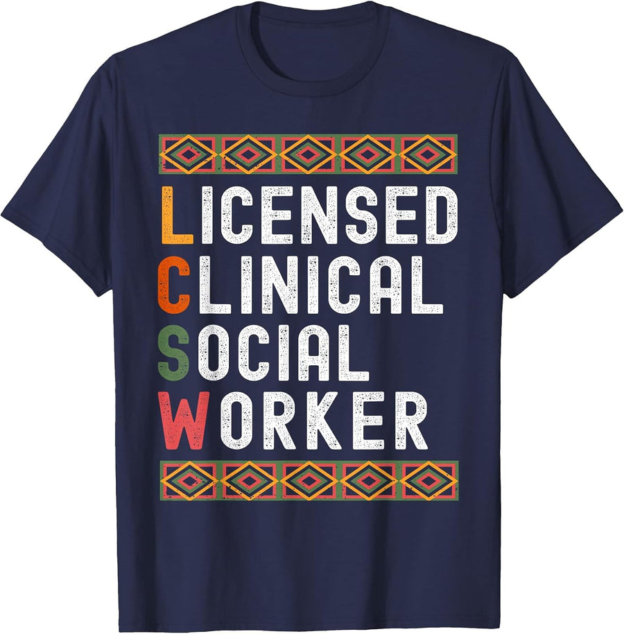 Brown Skin LCSW Black Licensed Clinical Social Worker T-Shirt - Navy Blue