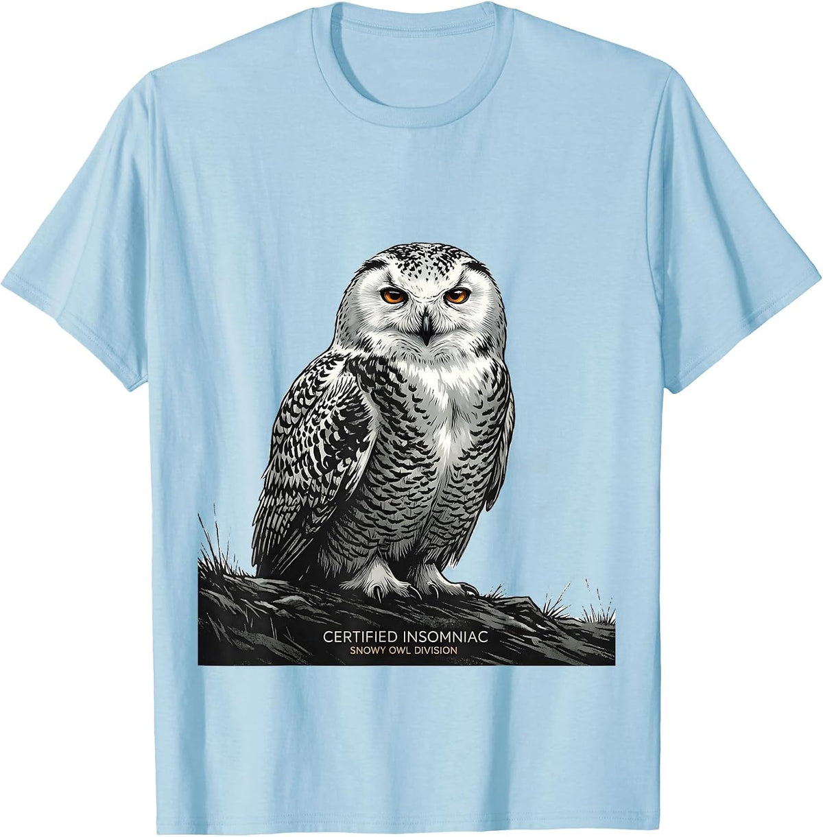 Men's Certified Insomniac, Snowy Owl Division Vintage T-Shirt - Baby Blue