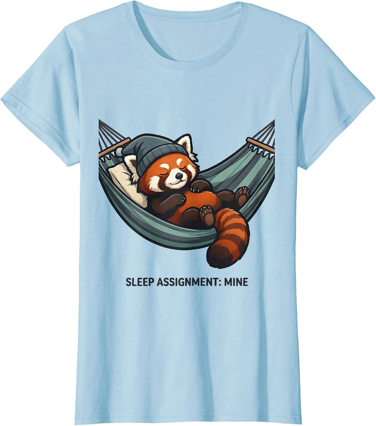 Sleep Assignment: Mine Funny Red Panda Pajama Sleep Lover T-Shirt - Baby Blue