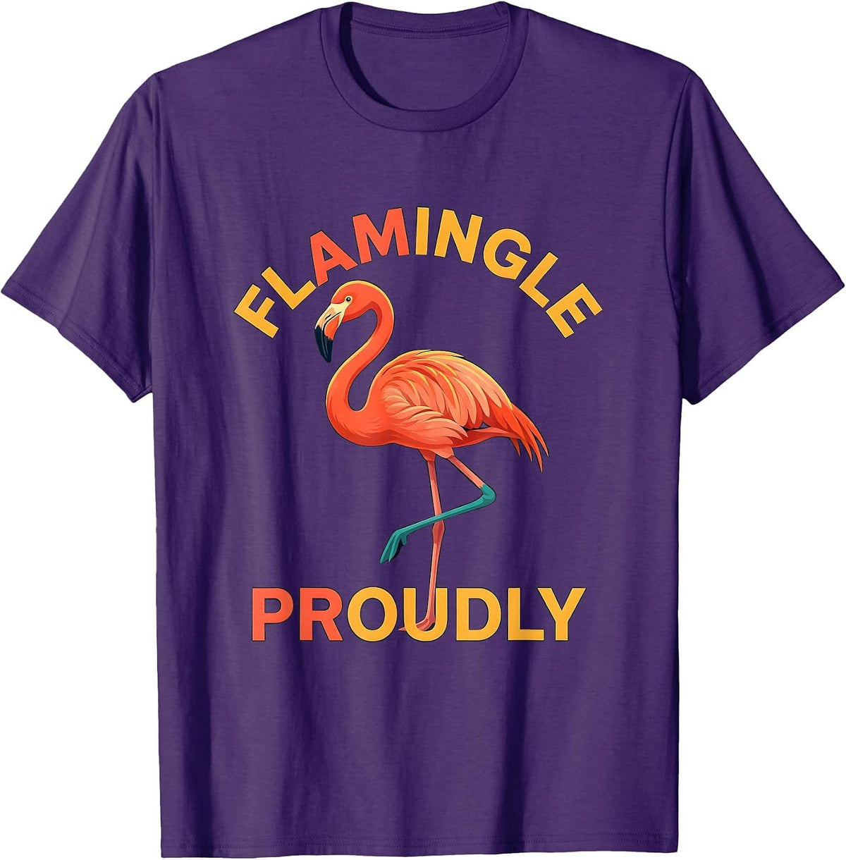 Men's Flamingle Proudly Funny Flamingo Lover Novelty Gift T-Shirt - Purple