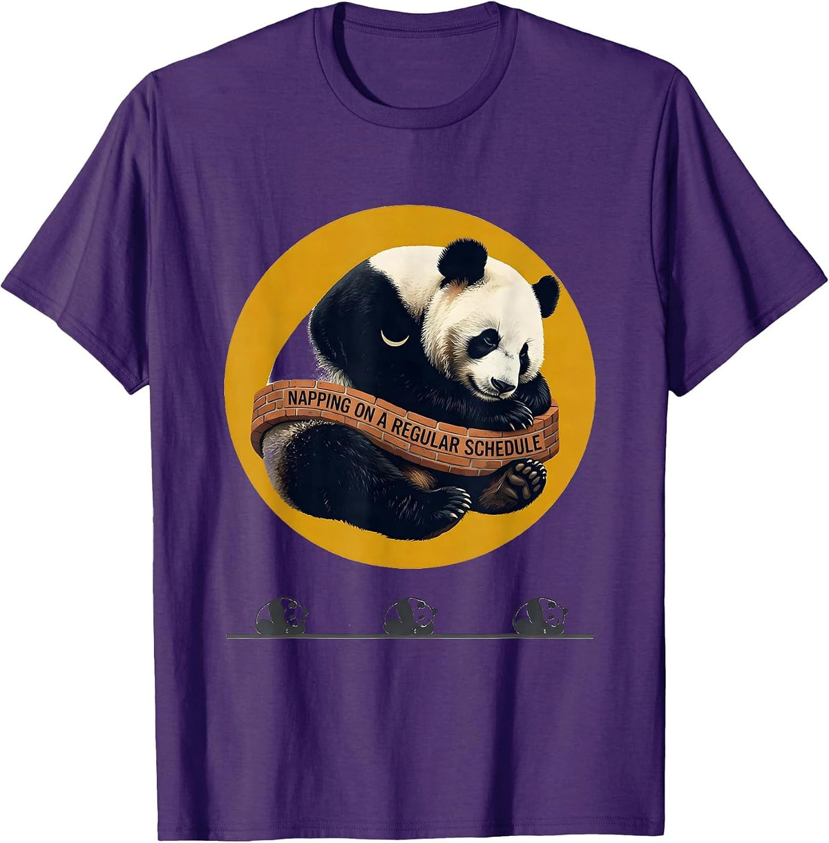 Men's Napping On A Regular Schedule Funny Panda Sleepwear Humor T-Shirt - Purple