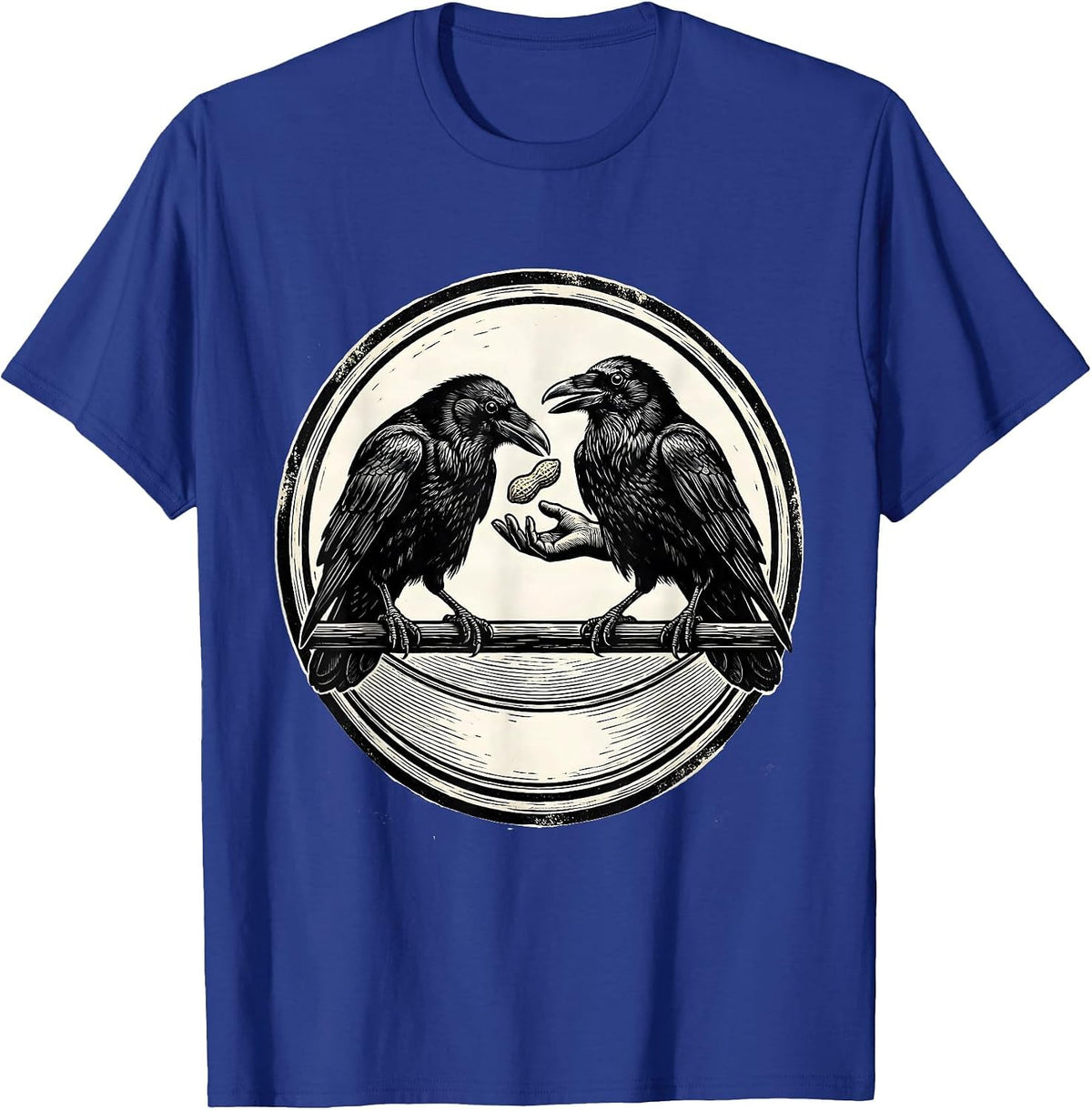 Men's Engraved Crows Dark Humor Gothic Bird Lover T-Shirt - Royal Blue