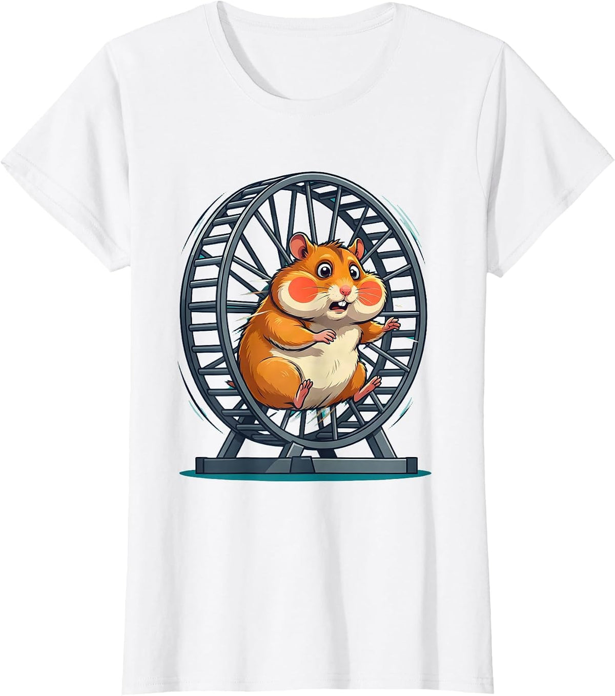 Women's Funny Hamster Sprinting On Oversized Wheel T-Shirt - White