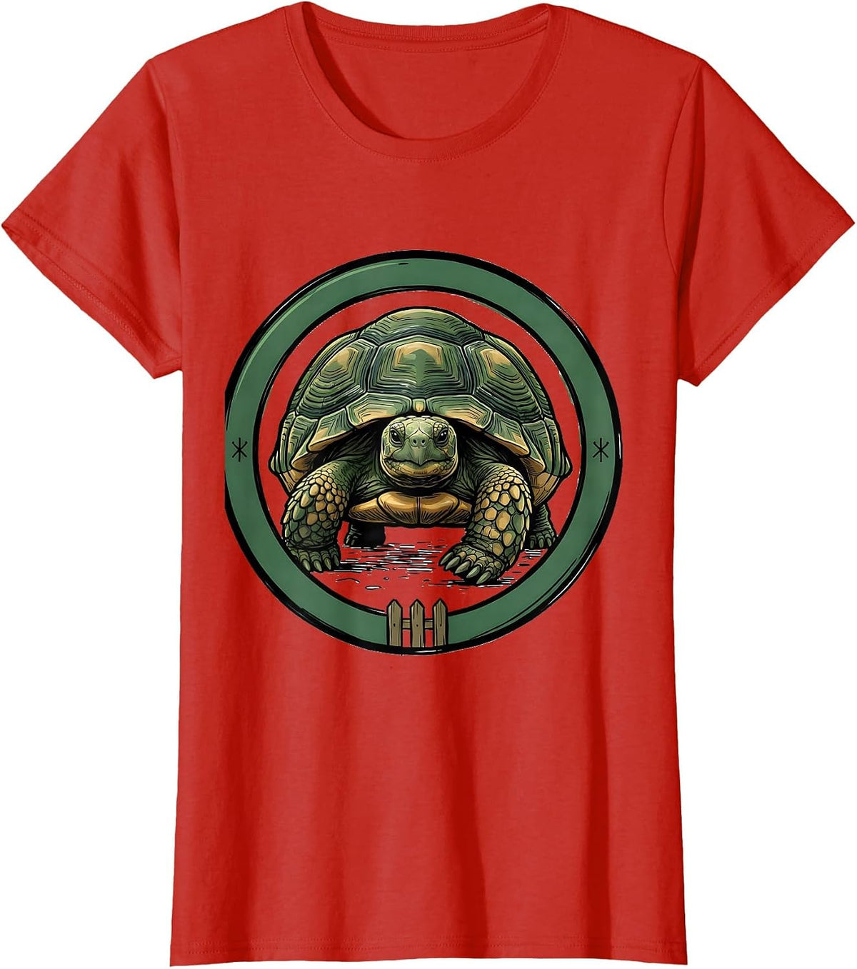 Frontal Tortoise Animal Lover Humor Cute Pet T-Shirt - Red