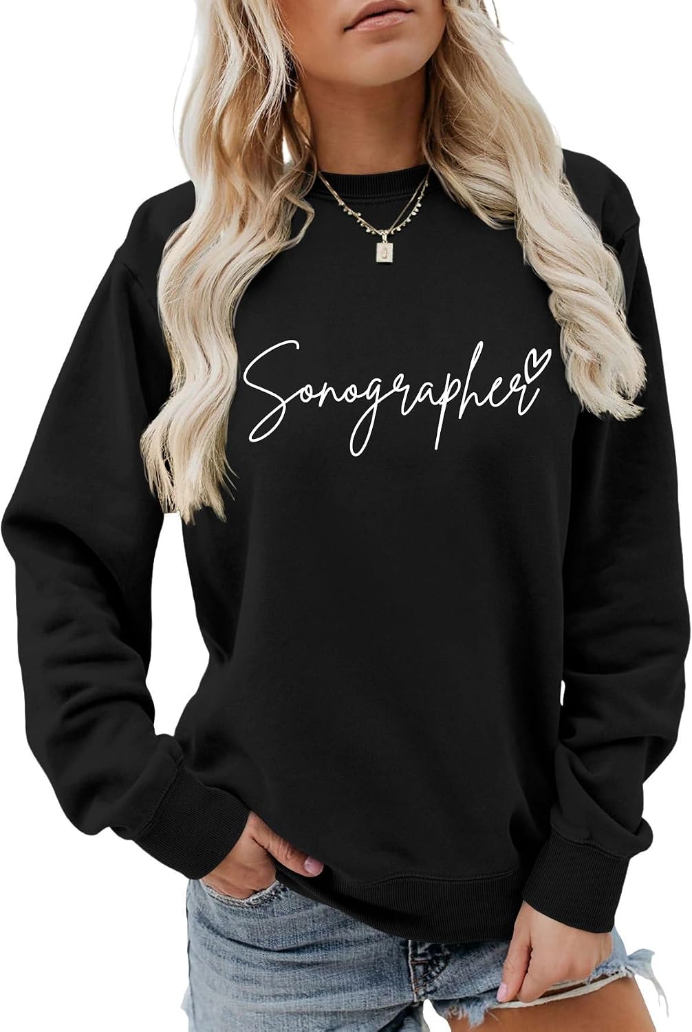Women's Sonographer Sweatshirt, Inspirational Long Sleeve Crew Neck Top, Great Gift for Healthcare Workers and Sonographers