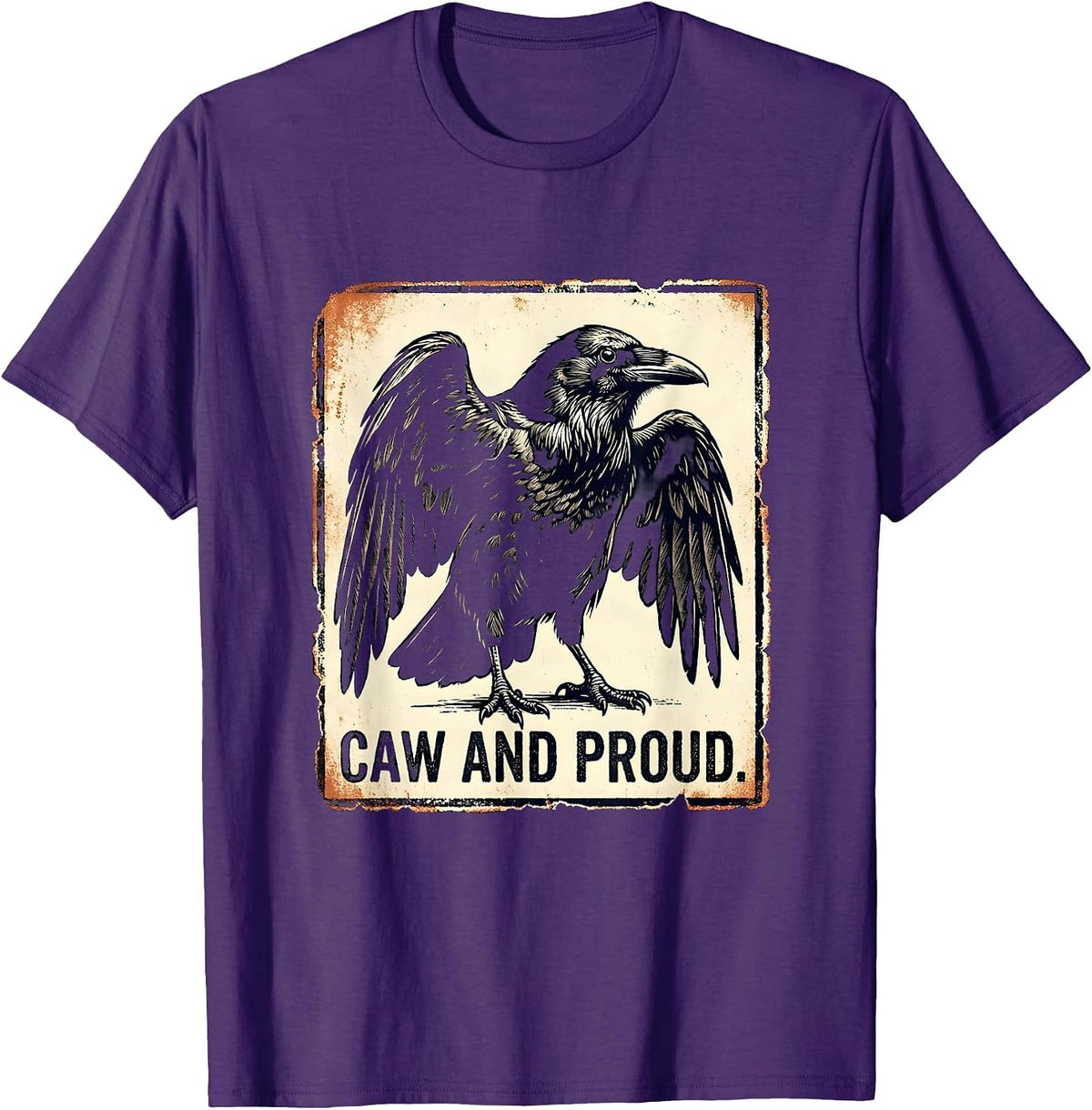 Caw and Proud Crow Lover Graphic Design T-Shirt - Purple