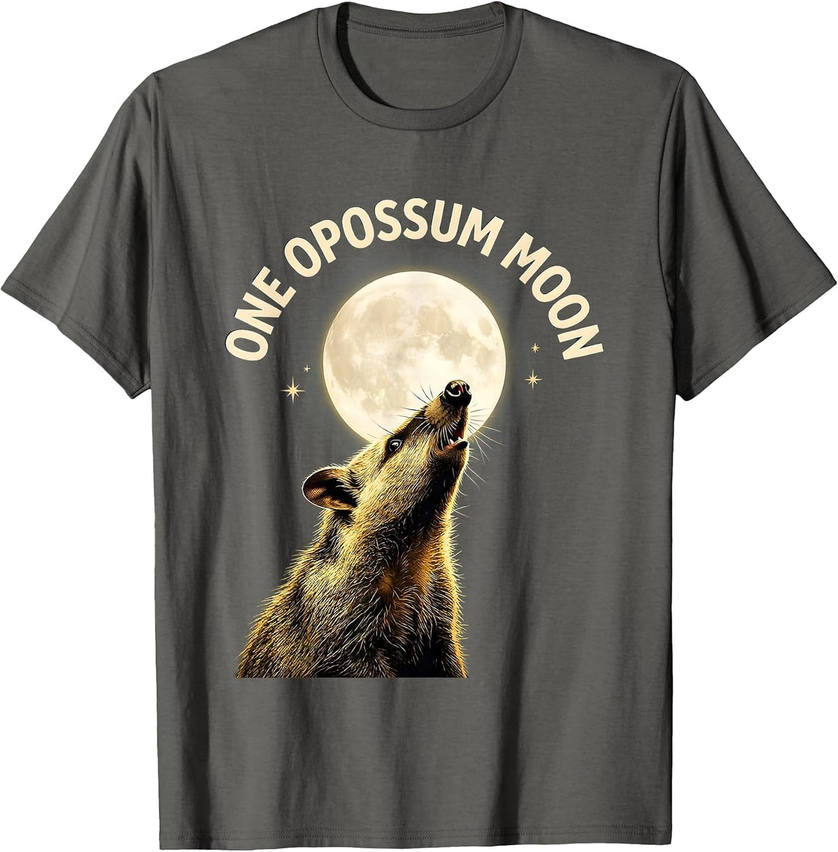Men's One Opossum Moon Funny Opossum Lover Pet Owner Gift T-Shirt - Asphalt Grey