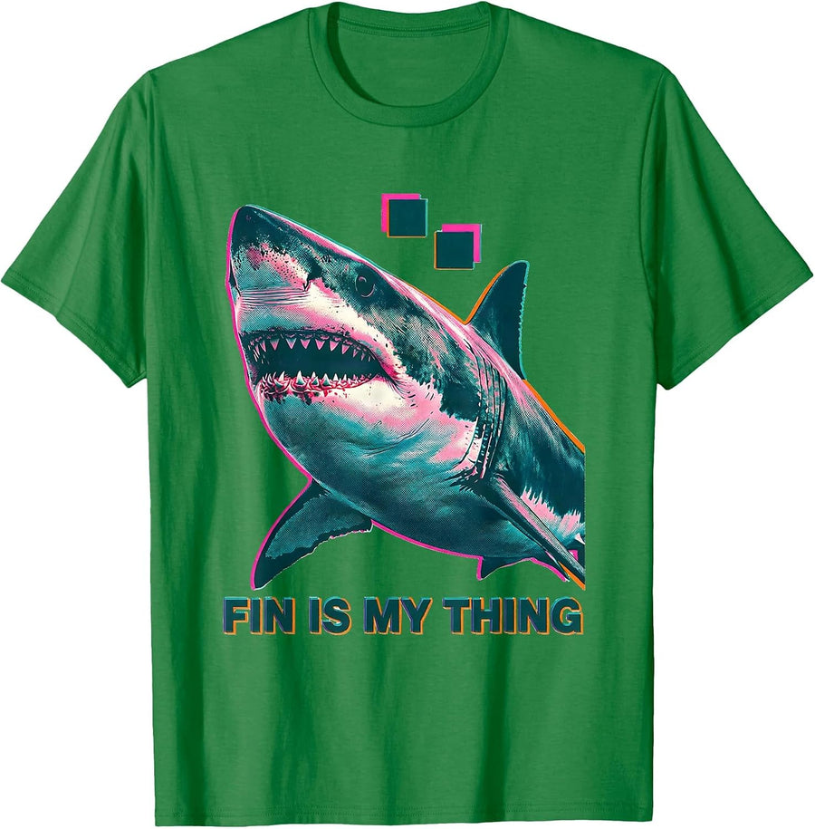 Men's Fin Is My Thing Funny Shark Lover Ocean Wildlife Humor T-Shirt - Kelly Green