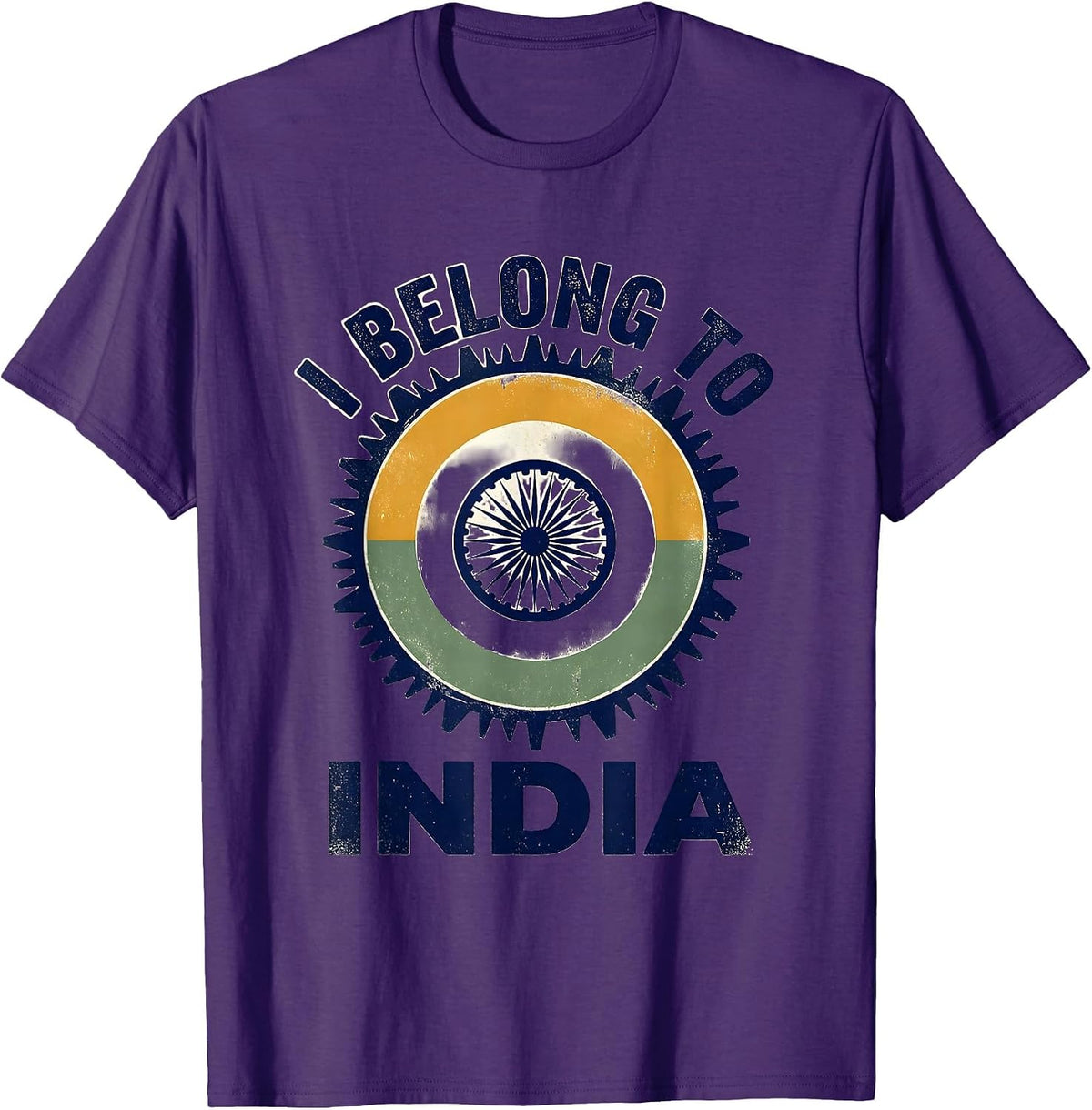I Belong To India Distressed Indian Flag National Pride T-Shirt - Purple