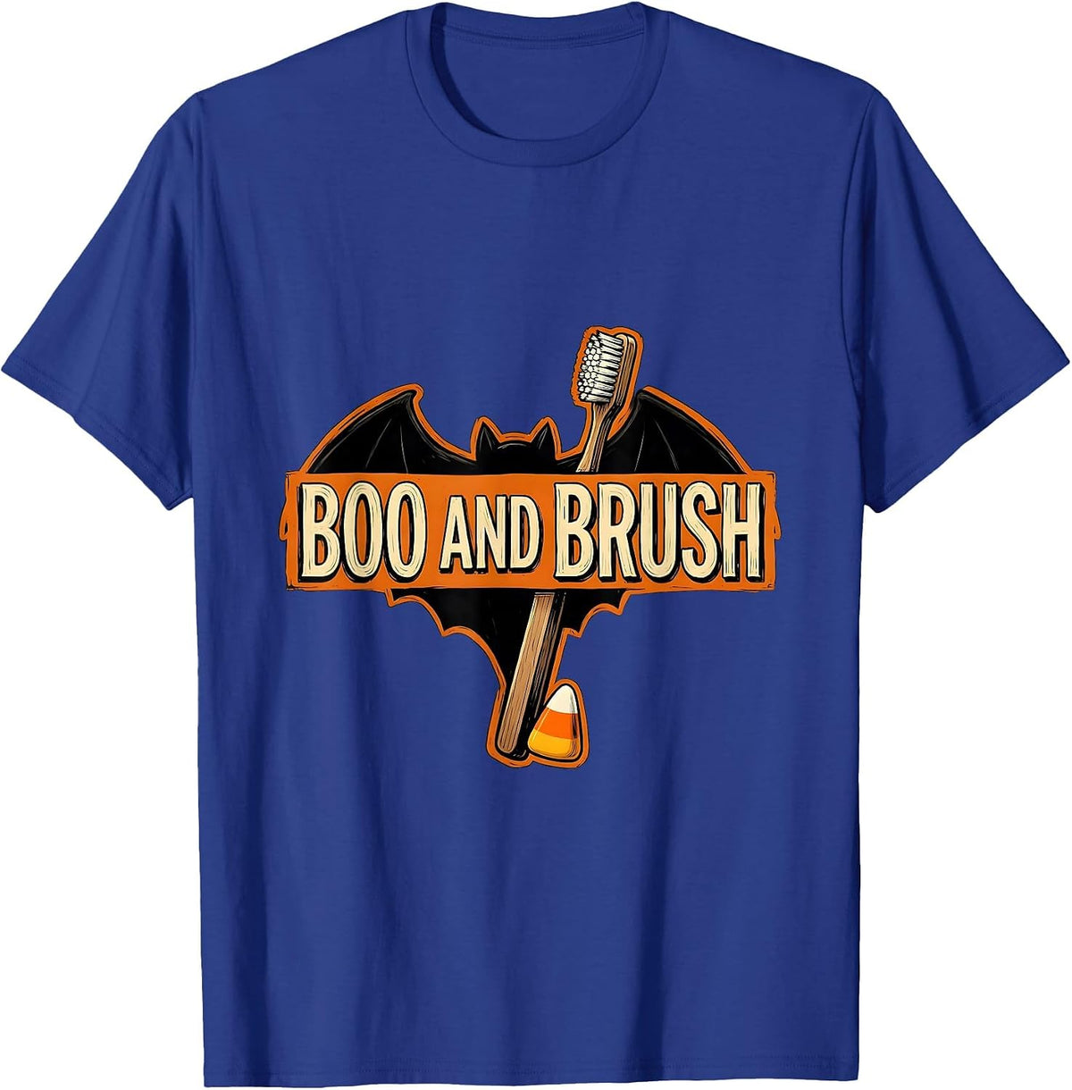 Men's Boo And Brush Funny Dental Hygienist Halloween Pun Humor T-Shirt - Royal Blue