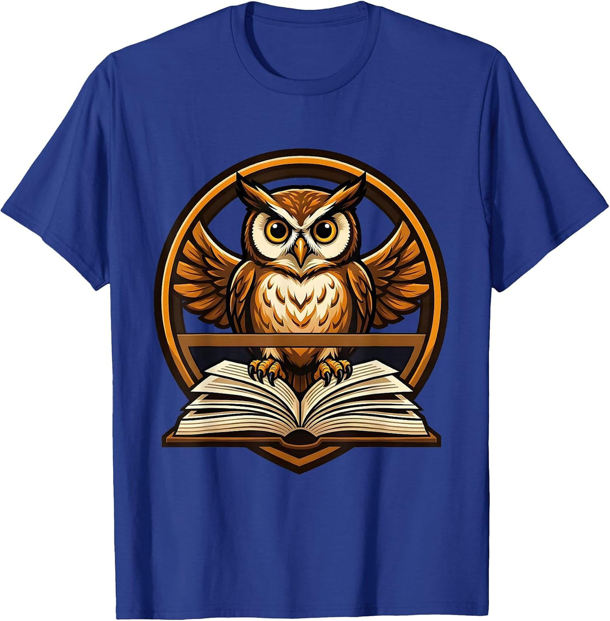Wise Owl on Encyclopedia College Graphic T-Shirt - Royal Blue