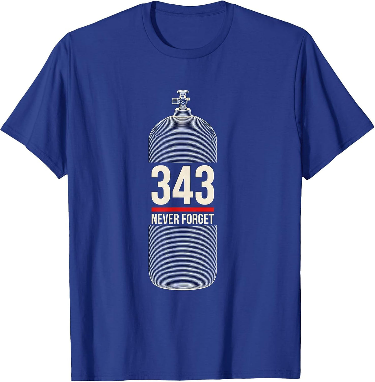 Never Forget 343 Minimalist Firefighter Memorial Tribute T-Shirt - Royal Blue