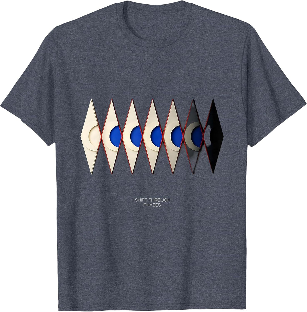 I Shift Through Phases Geometric Moon Phase Astronomy T-Shirt - Heather Blue