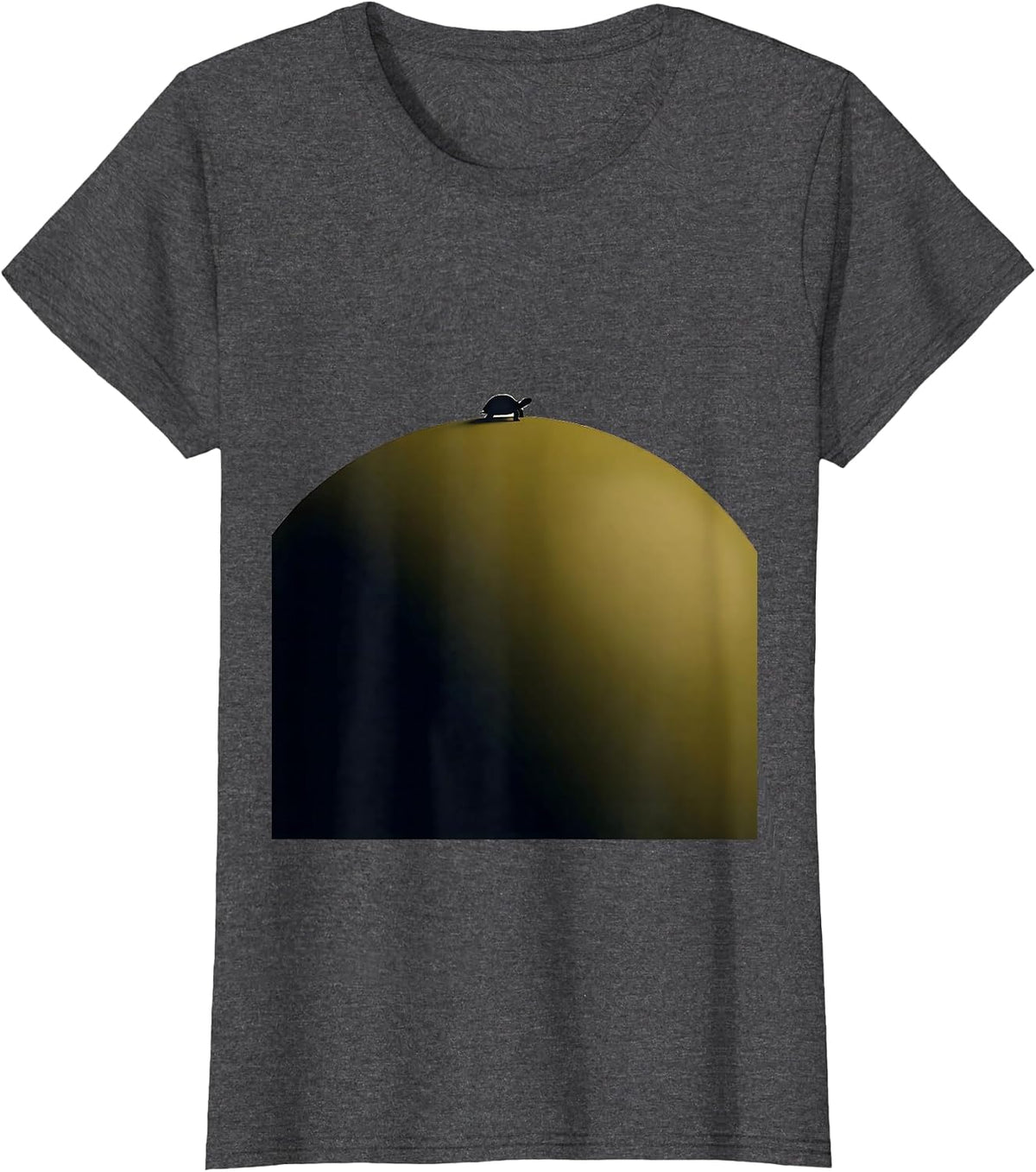 Women's Tiny Turtle Big Tortoise Shell Funny Animal Art T-Shirt - Dark Heather Grey