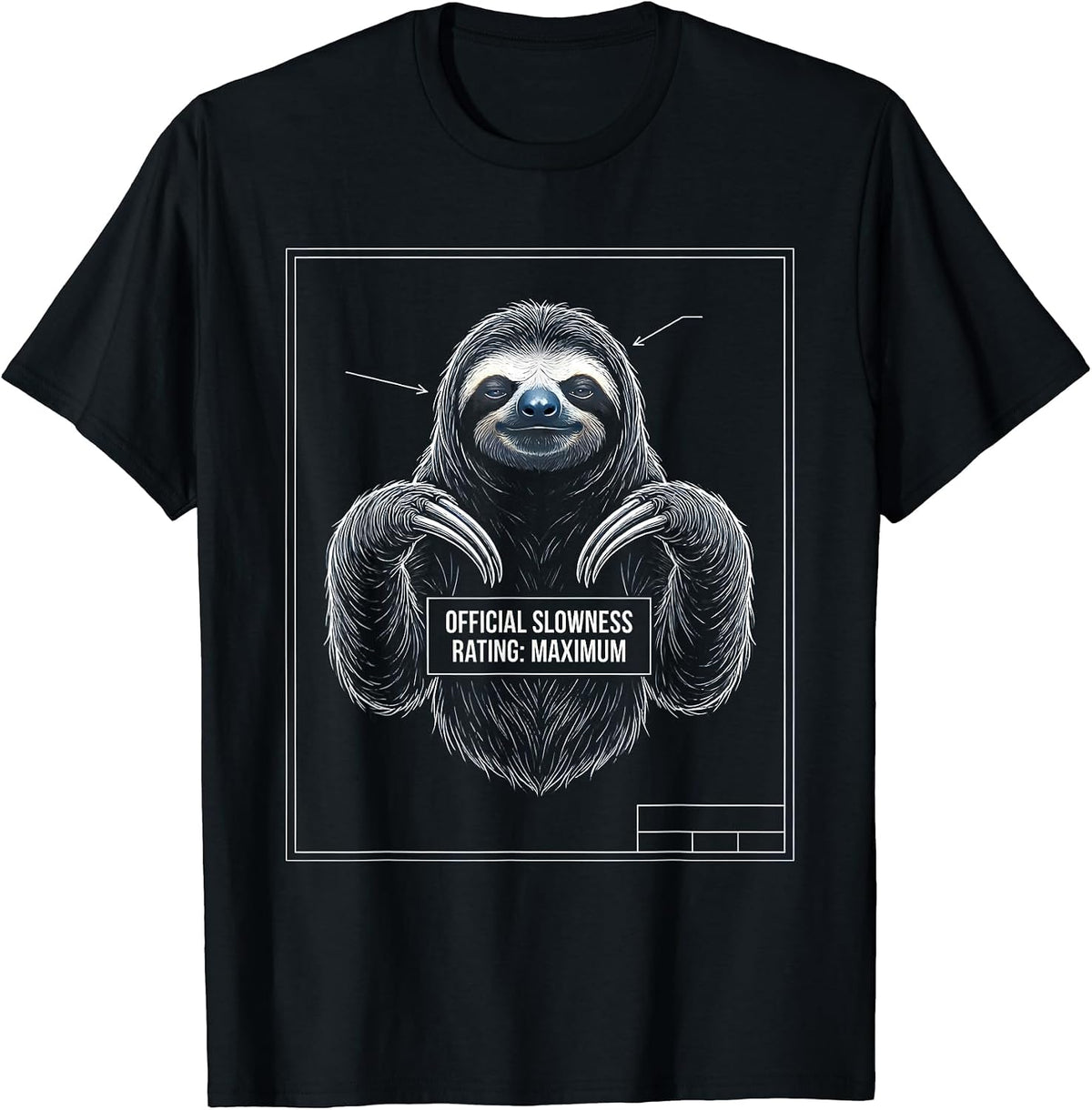 Men's Official Slowness Rating: Maximum Funny Sloth Lover Gift T-Shirt - Black