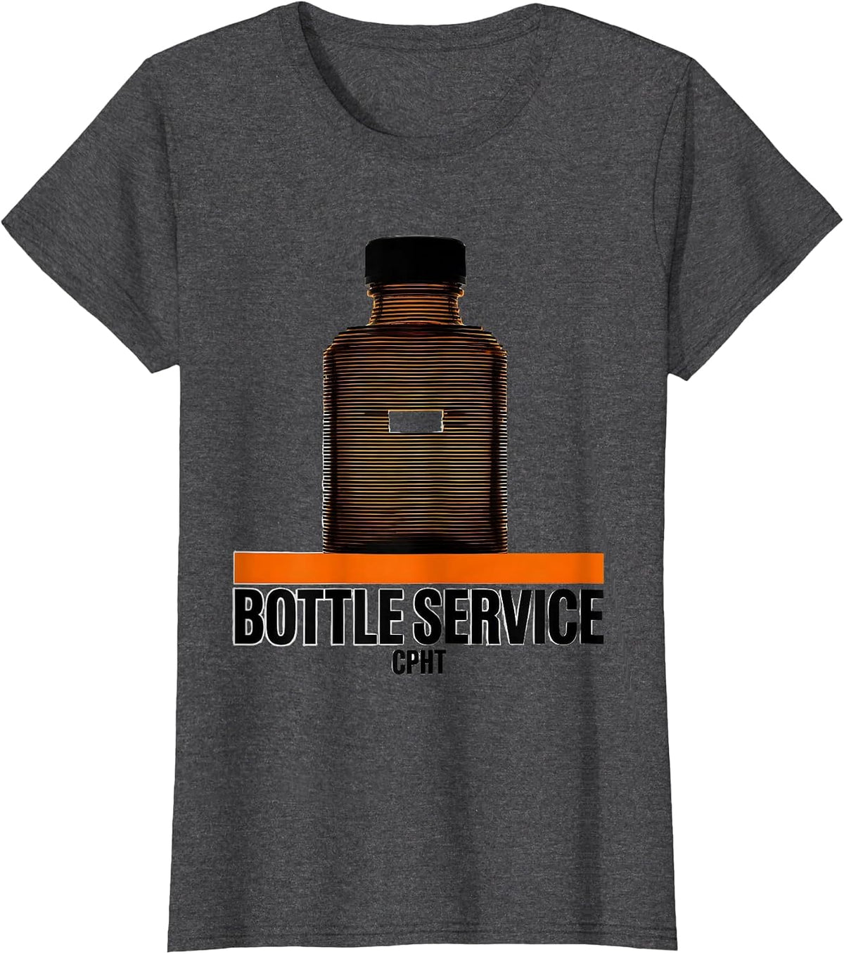 Women's Bottle Service, CPhT Brutalist Pharmacy Tech Humor T-Shirt - Dark Heather Grey