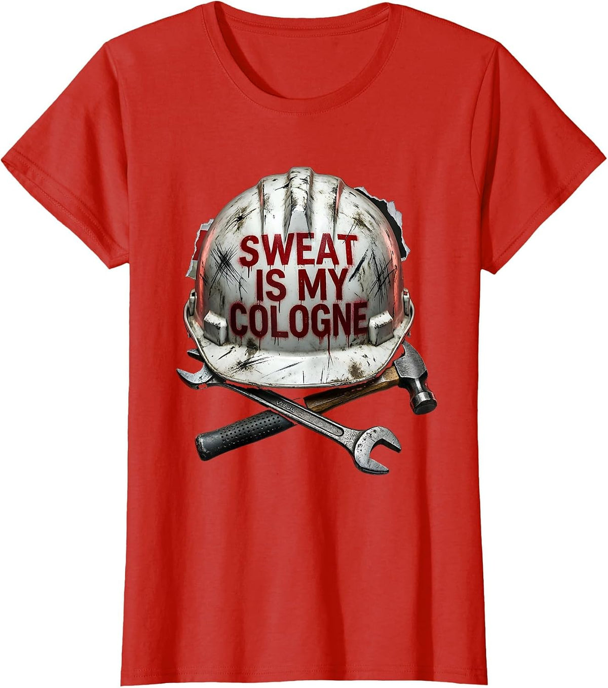 Sweat Is My Cologne Blue Collar Worker Design T-Shirt - Red
