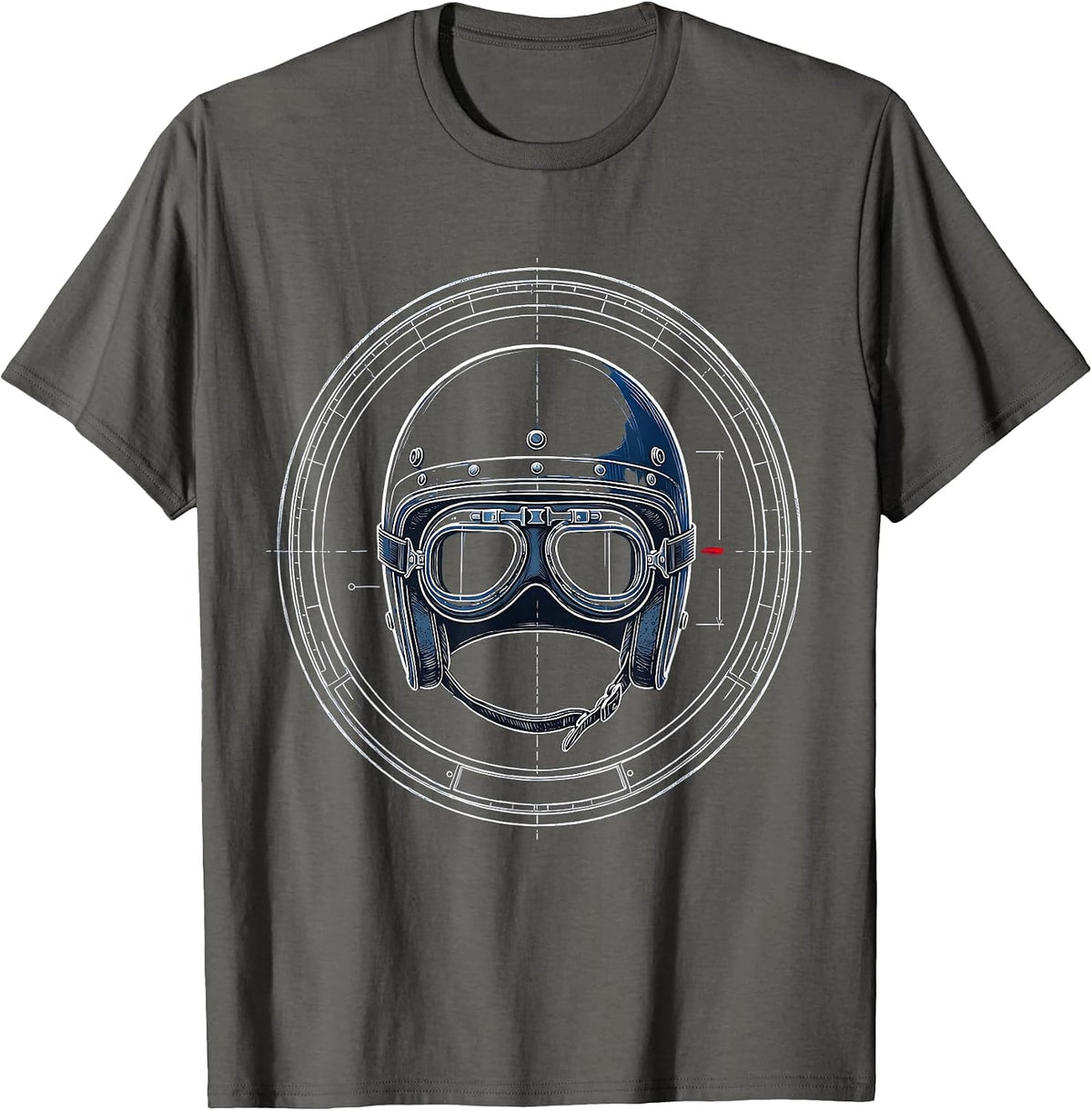 Vintage Mechanic Helmet and Goggles Portrait T-Shirt - Asphalt Grey