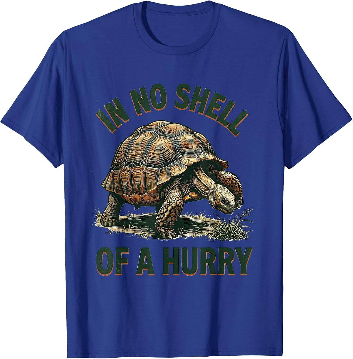 Men's In No Shell Of A Hurry Vintage Funny Tortoise Lover Gift T-Shirt - Royal Blue
