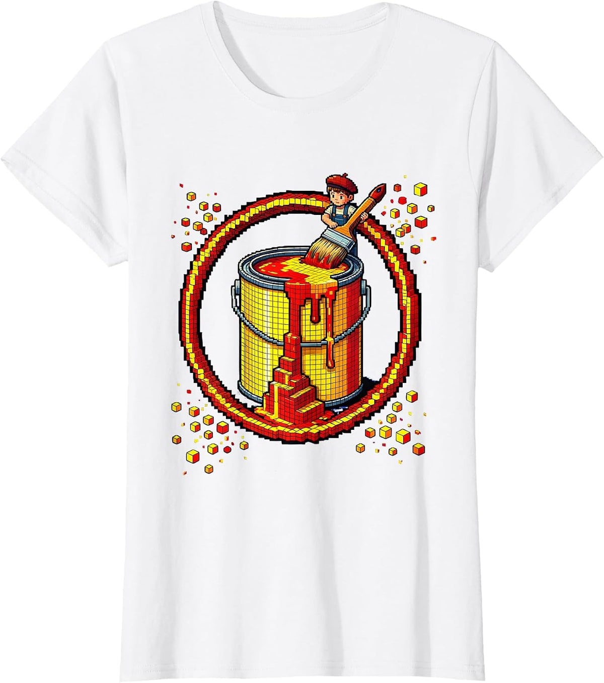 Young Painter Inside Giant Paint Can Art Kids Design T-Shirt - White