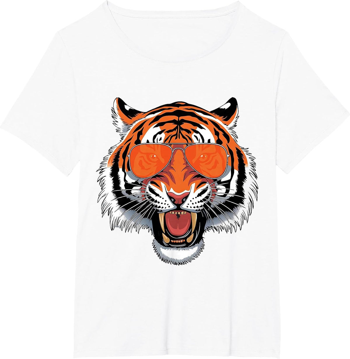 Cool Growling Bengal Tiger with Sunglasses T-Shirt - White