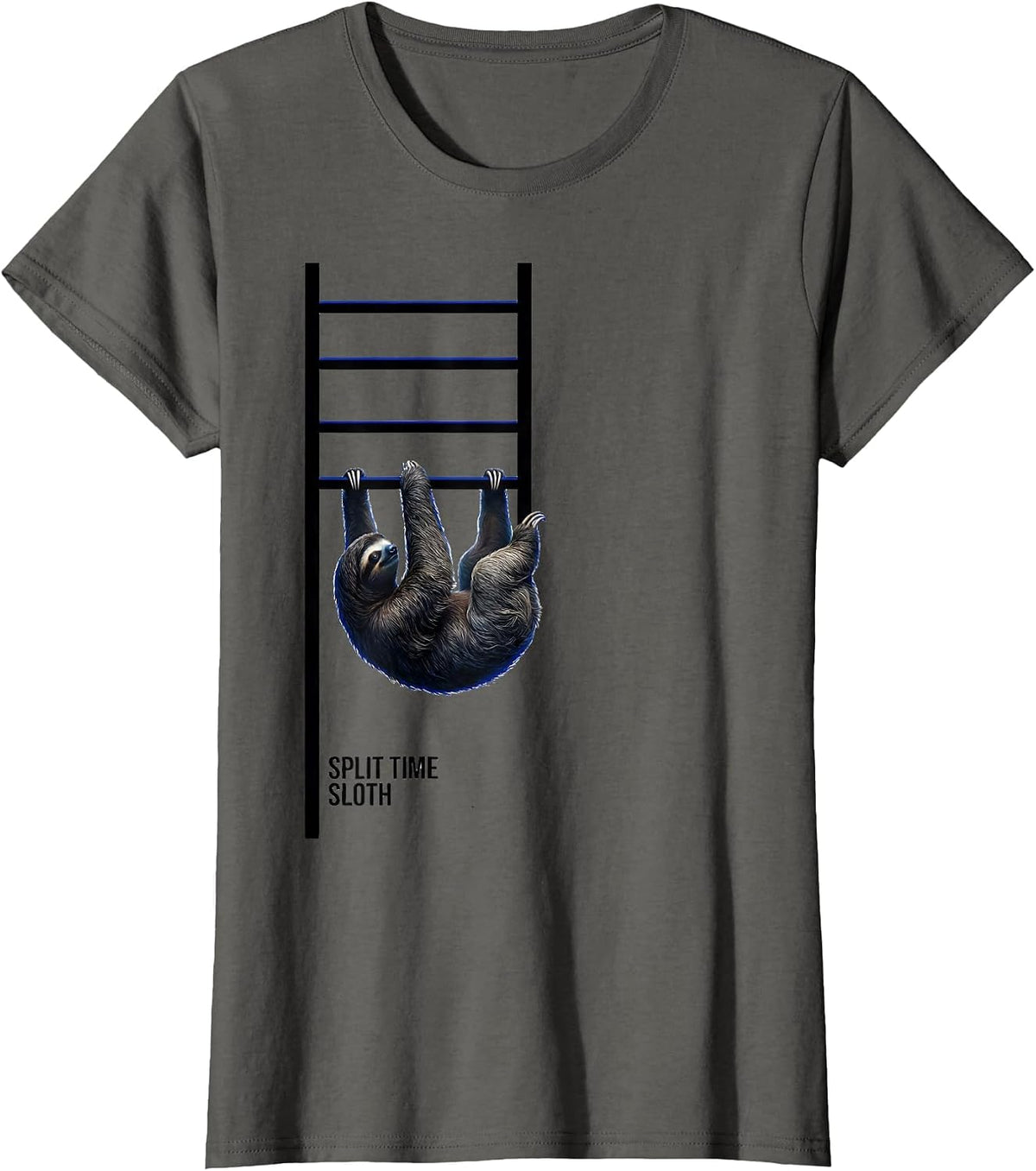 Women's Split Time: Sloth Funny Sloth Lover Novelty Gift T-Shirt - Asphalt Grey