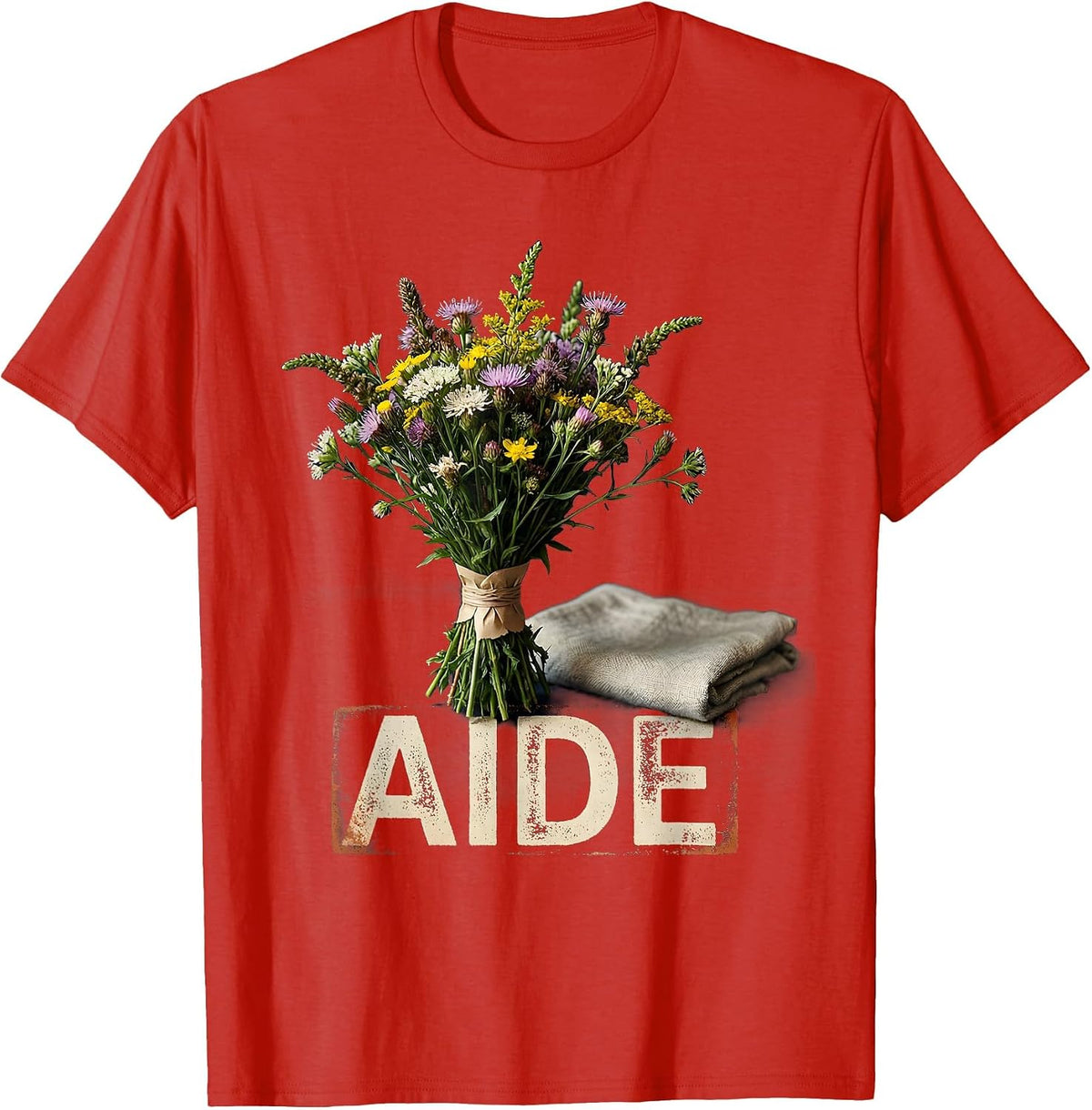 Men's Aide Rubber Stamp Teacher Appreciation Gift for School Staff T-Shirt - Red