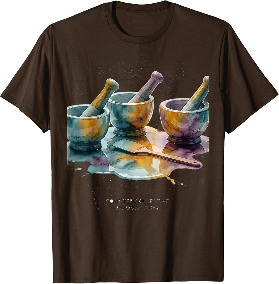 Counter Collective Pharmacy Techs Funny Pharmacy Tech Humor T-Shirt - Brown