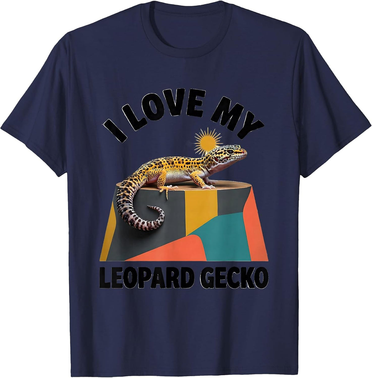 I Love My Leopard Gecko Midcentury Modern Reptile Lover Gift T-Shirt - Navy Blue