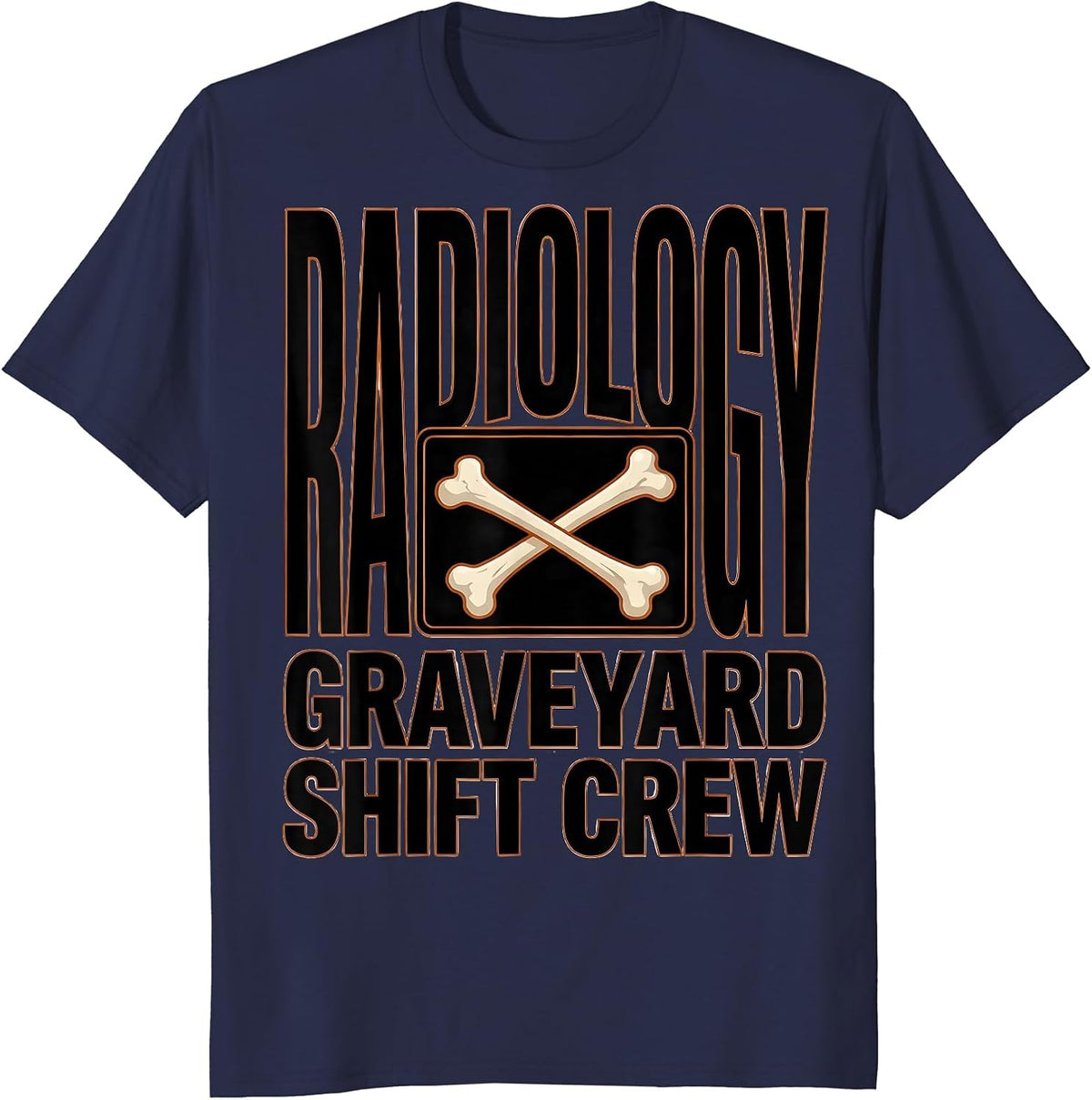 Radiology Graveyard Shift Crew Funny X-Ray Tech Halloween T-Shirt - Navy Blue