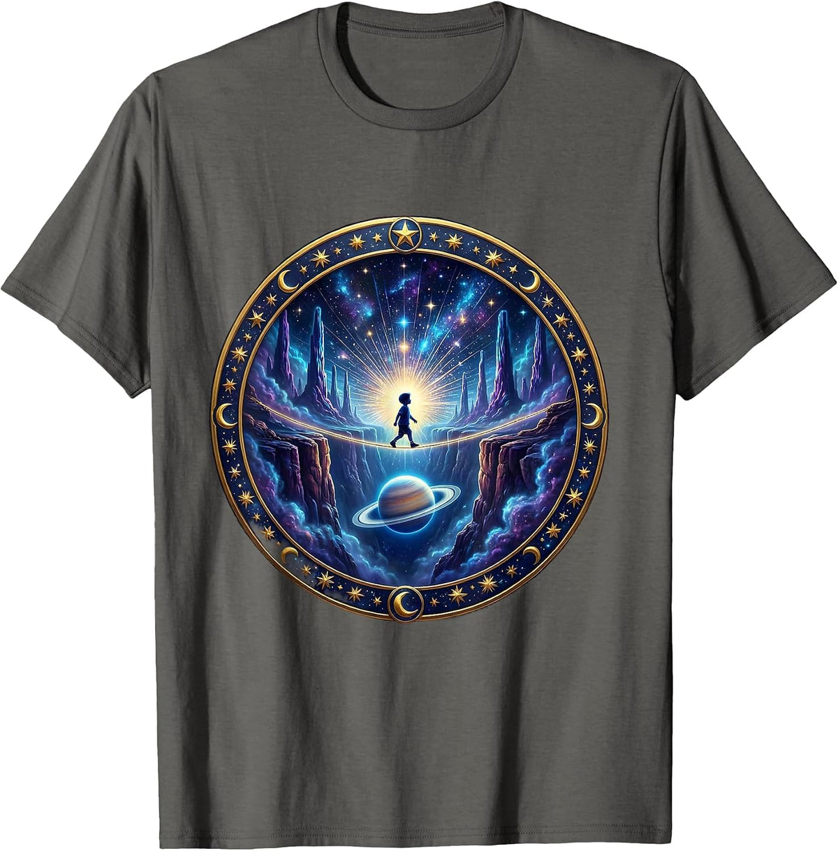 Faith Over Fear Child Tightrope Canyon Graphic T-Shirt - Asphalt Grey