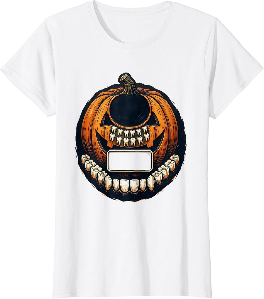 Women's Sealed Dental Badge Funny Hygienist Halloween Humor T-Shirt - White