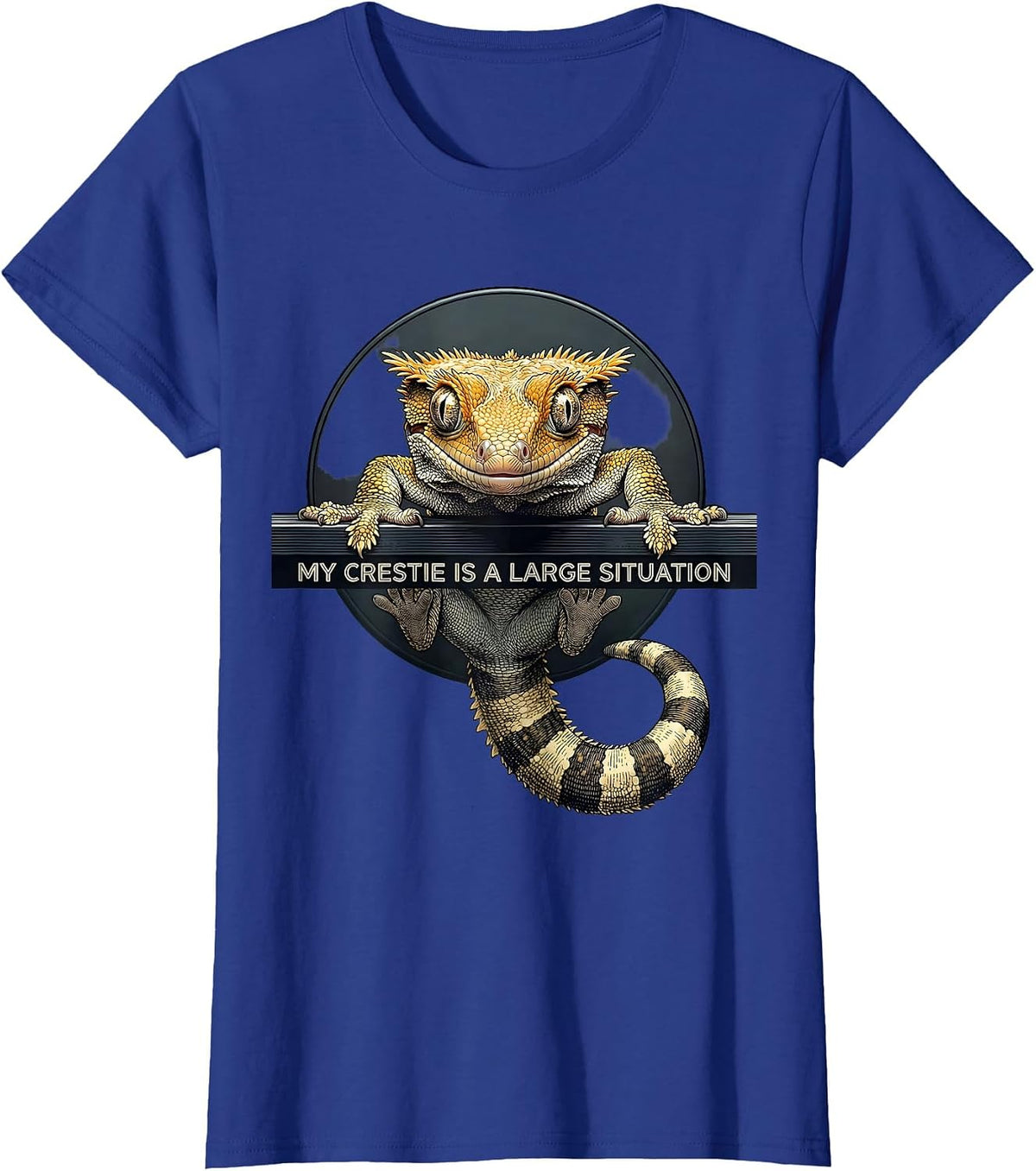 Women's My Crestie Is A Large Situation Funny Crested Gecko Reptile T-Shirt - Royal Blue