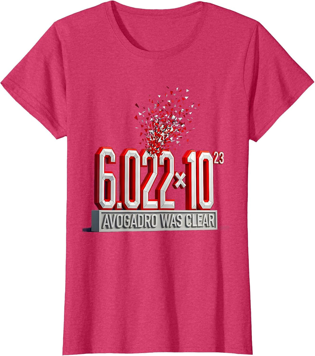 Women's Avogadro Was Clear Low Poly Faceted Chemistry Mole Day T-Shirt - Red Heather