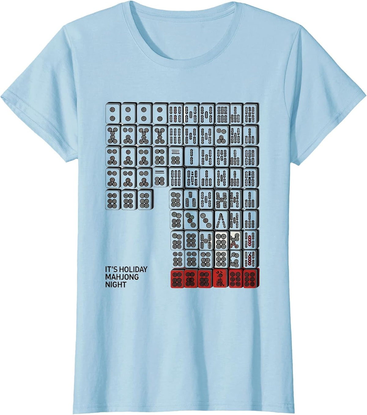 Women's It's Holiday Mahjong Night Playful Game Night Party T-Shirt - Baby Blue