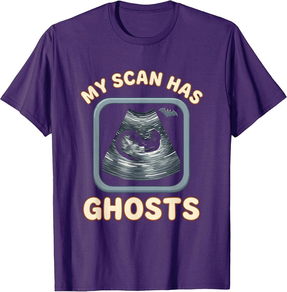 Men's My Scan Has Ghosts Cute Kawaii Sonographer Halloween T-Shirt - Purple