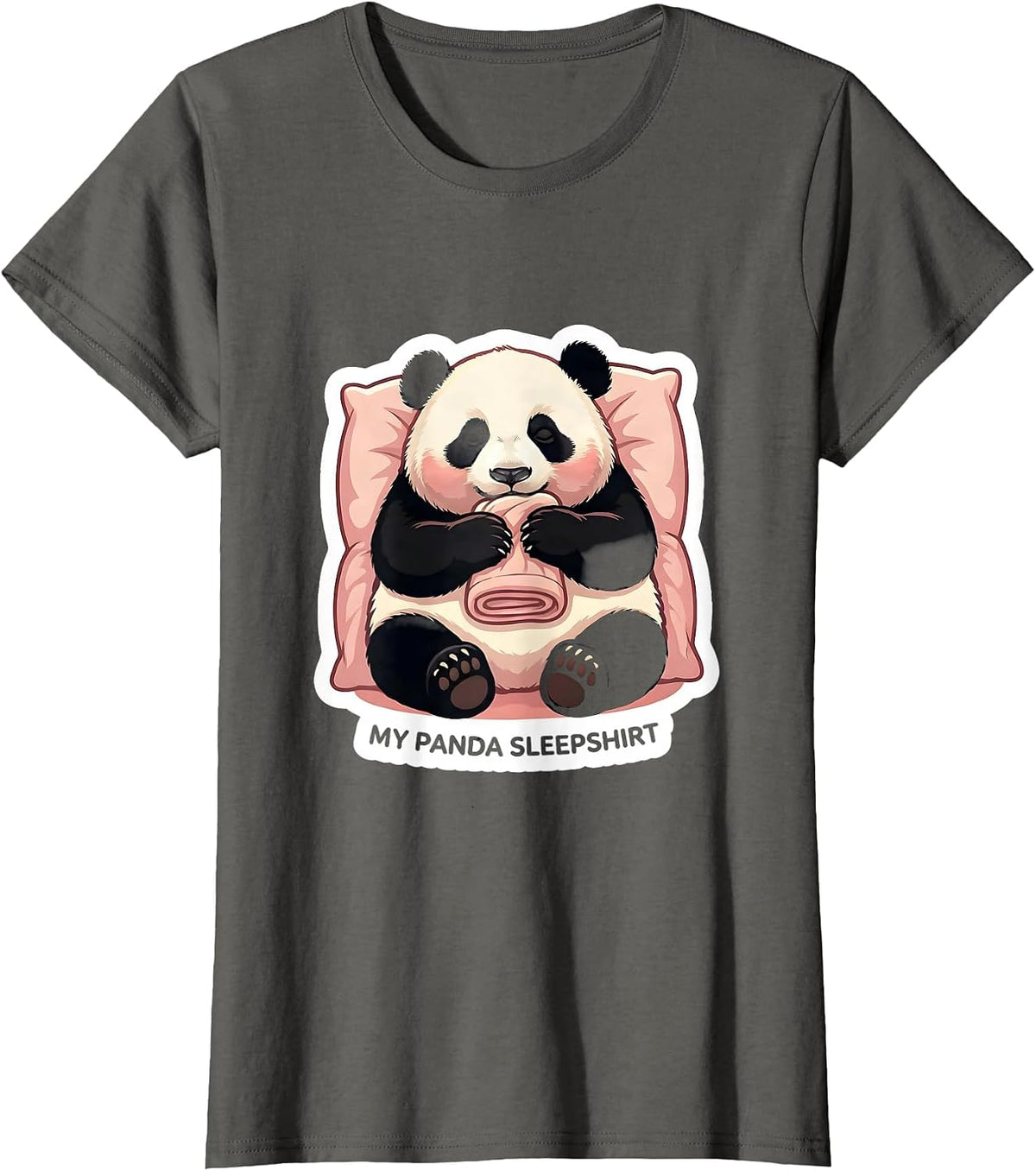 Women's My Panda Sleepshirt Cute Animal Lover Pajama Gift T-Shirt - Asphalt Grey