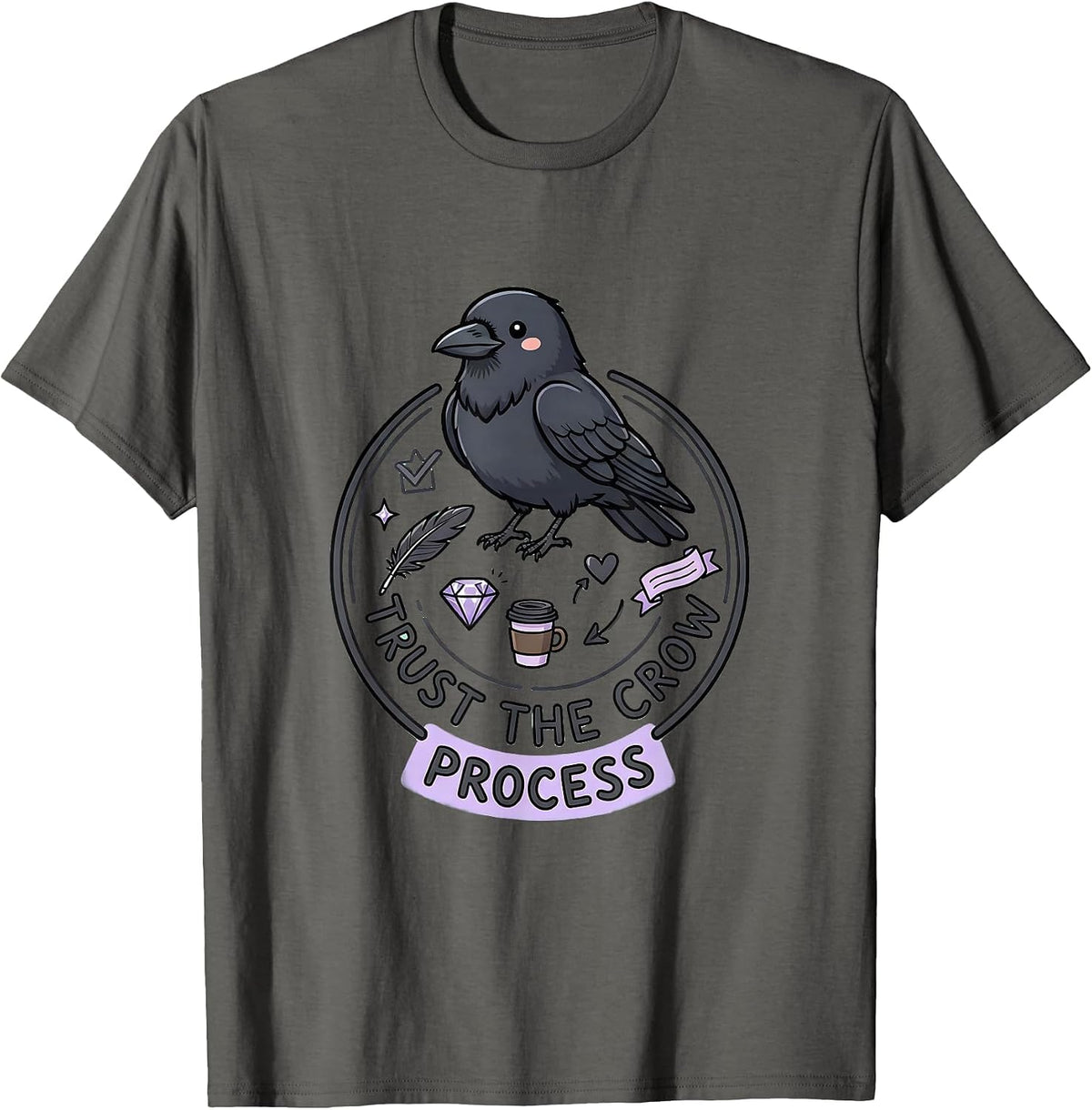 Men's Trust the Crow Process Crow Lover Design T-Shirt - Asphalt Grey