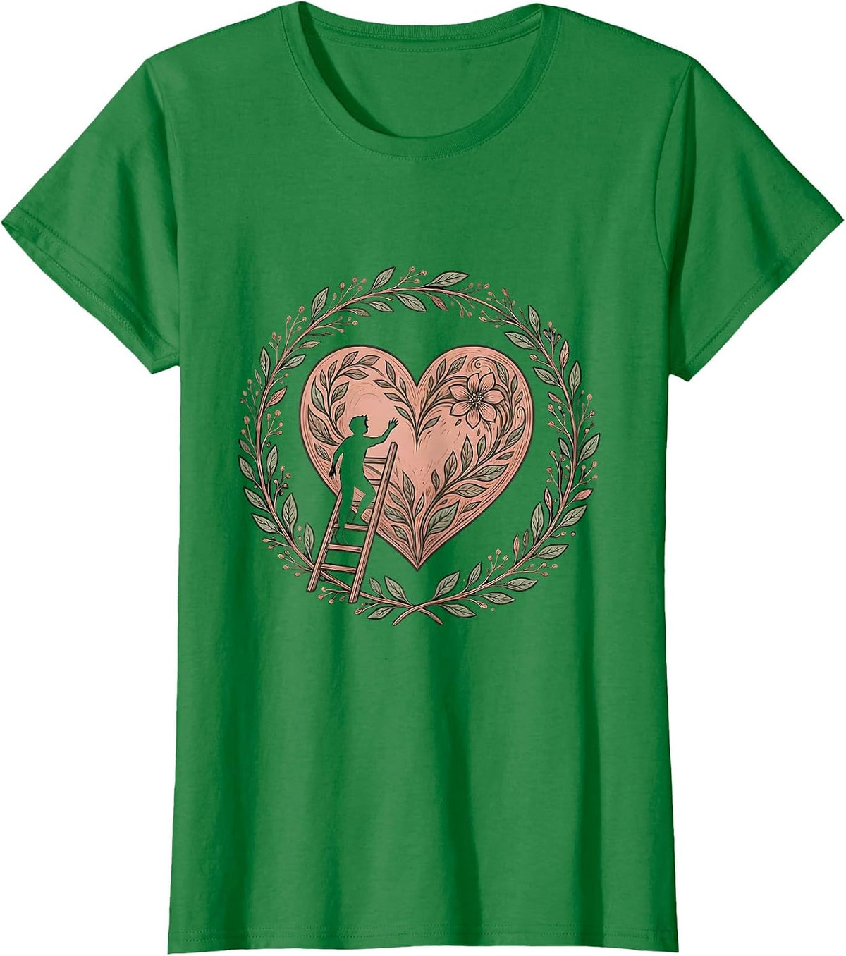 Women's I Love Me Ladder Climbing Heart Graphic T-Shirt - Kelly Green