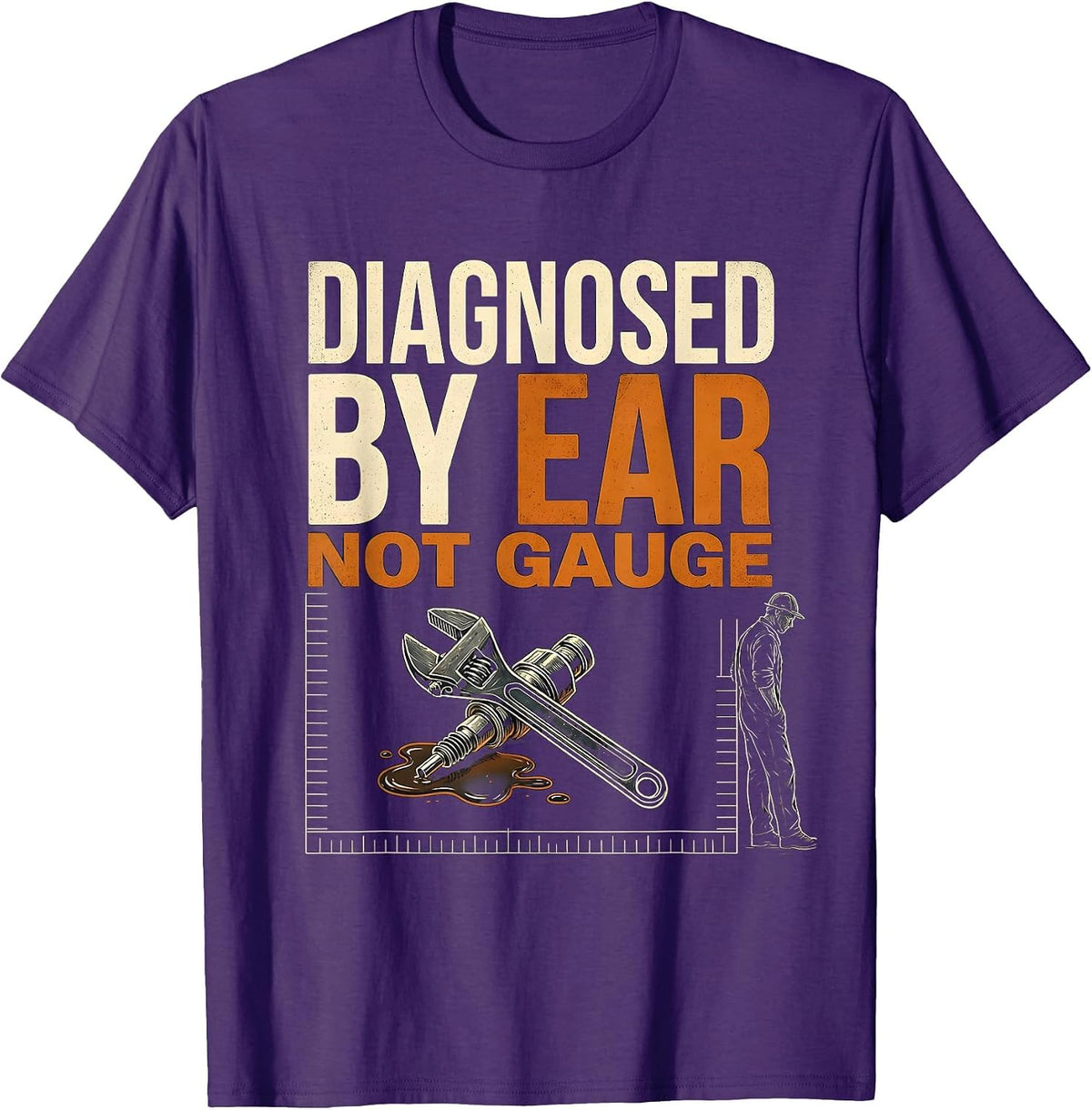 Men's Diagnosed By Ear, Not Gauge Funny Trucker Diesel Pickup T-Shirt - Purple