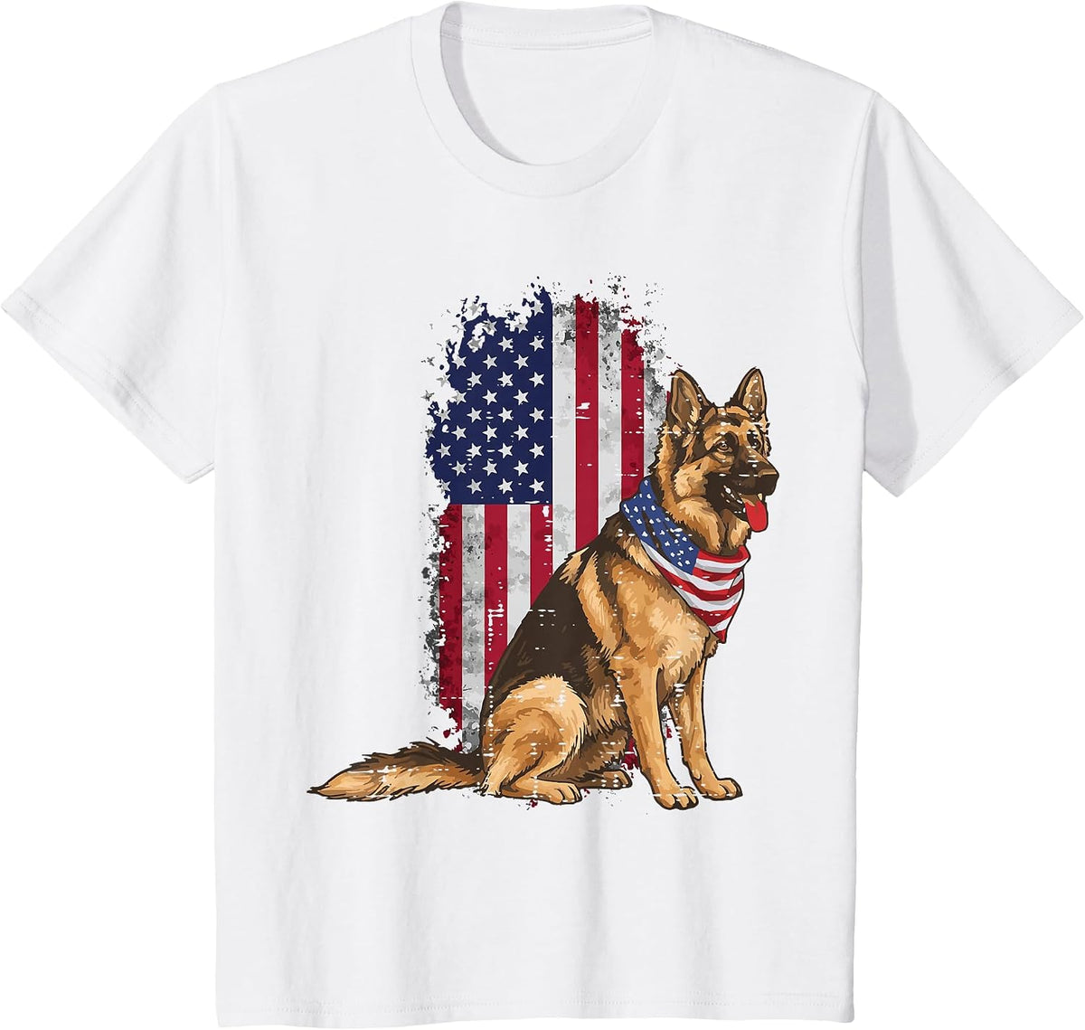 4th of July Dog German Shepherd USA K9 Men Women Kids T-Shirt - White