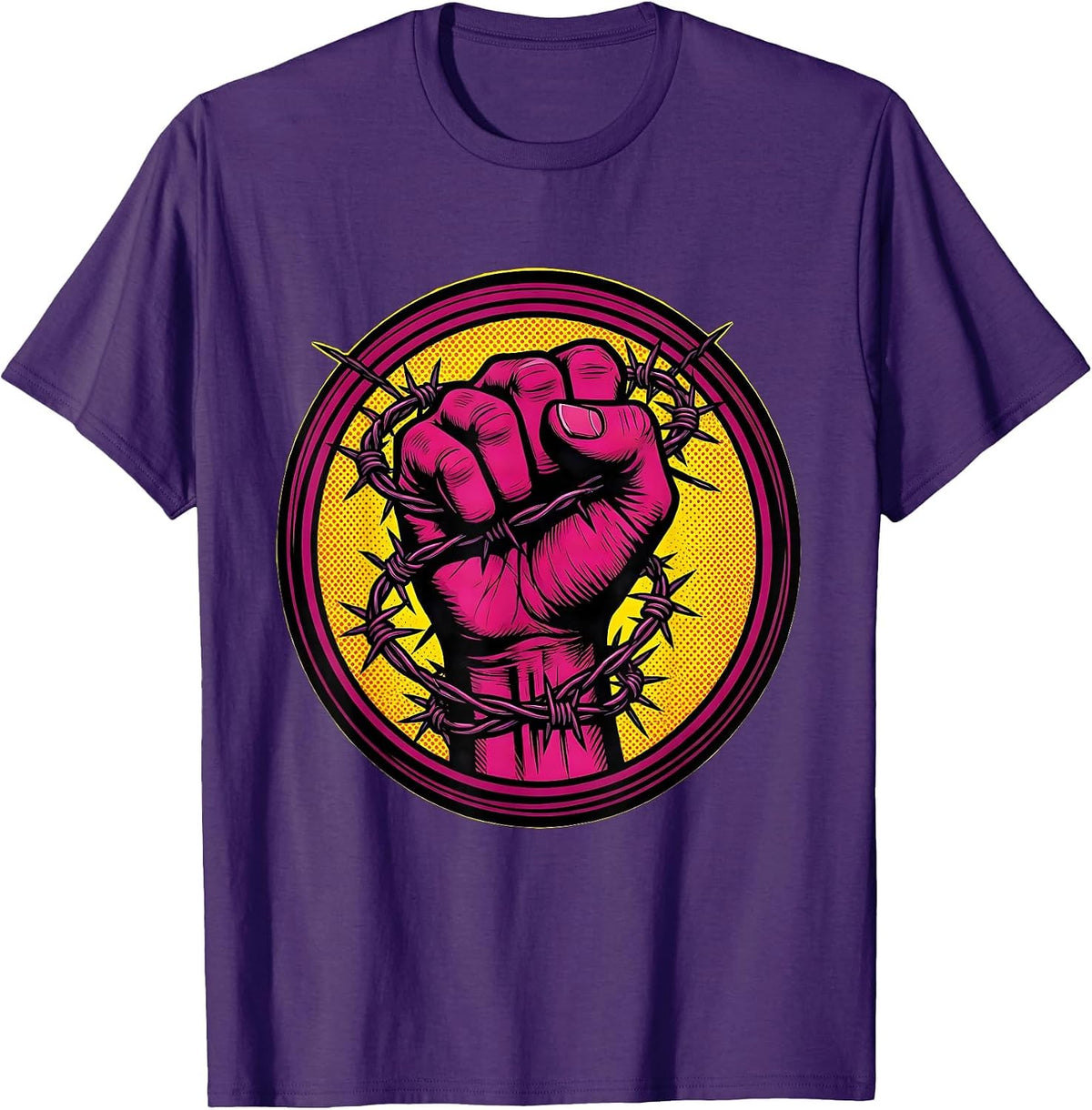 Men's Barbed Wire Fist Graphic Tee – Bold Street Art T-Shirt - Purple