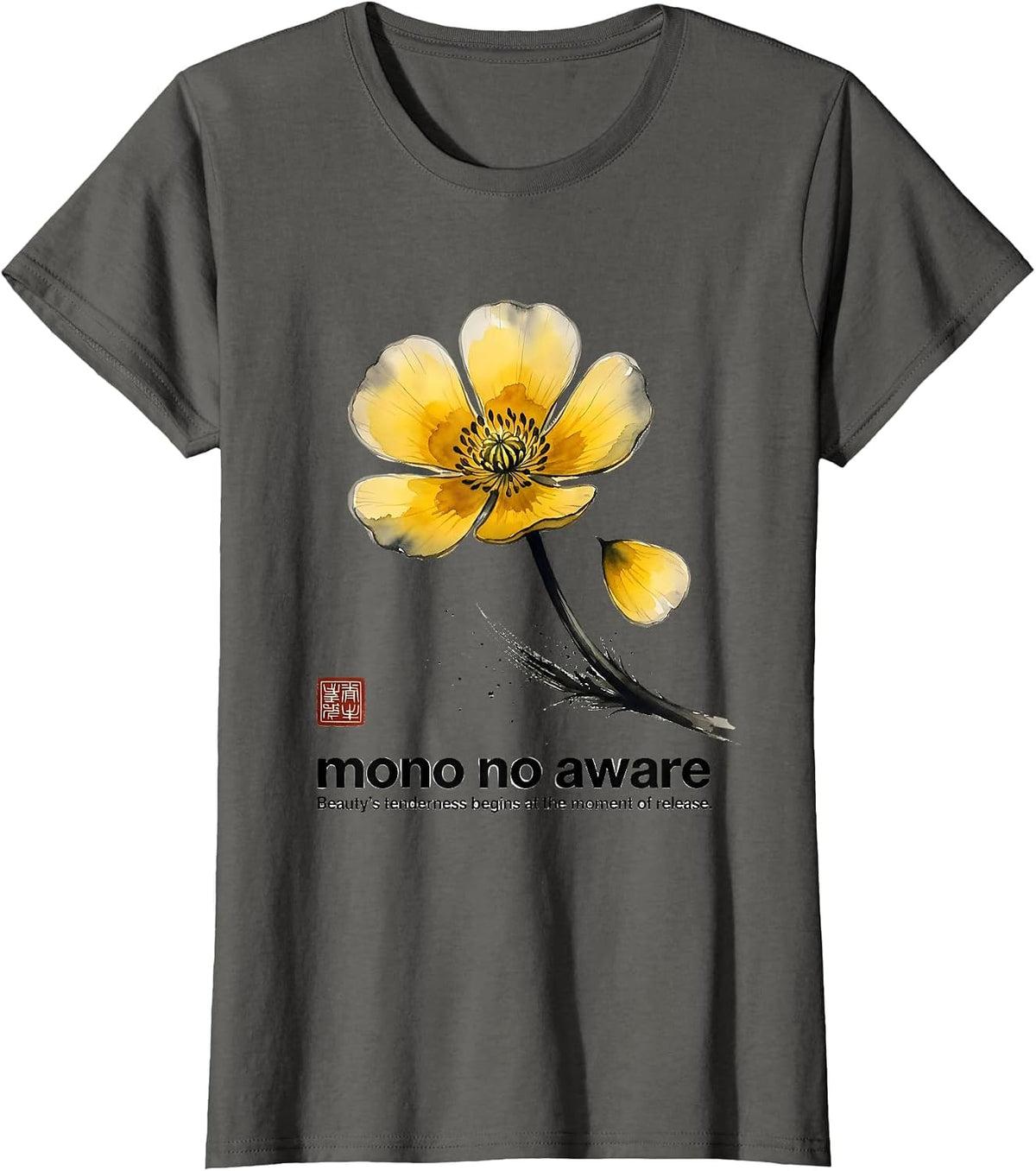 Women's mono no aware Japanese Philosophy T-Shirt - Asphalt Grey