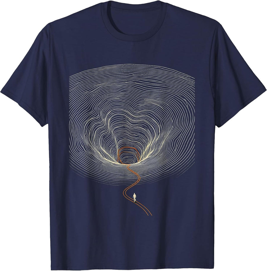 Tornado Contour Path Storm Chaser Enthusiast Humor T-Shirt - Navy Blue