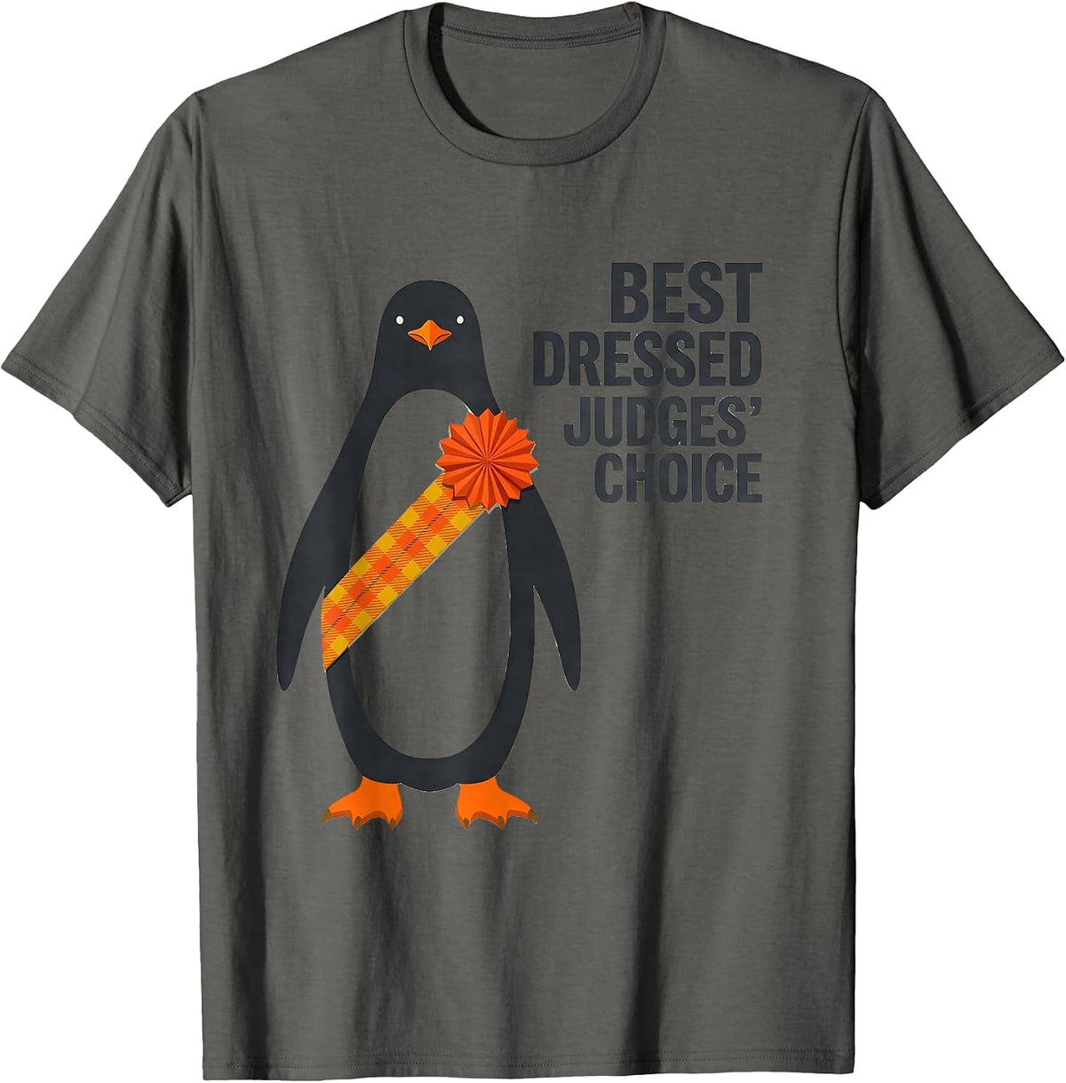 Best Dressed, Judges' Choice Funny Penguin Ugly Christmas T-Shirt - Asphalt Grey