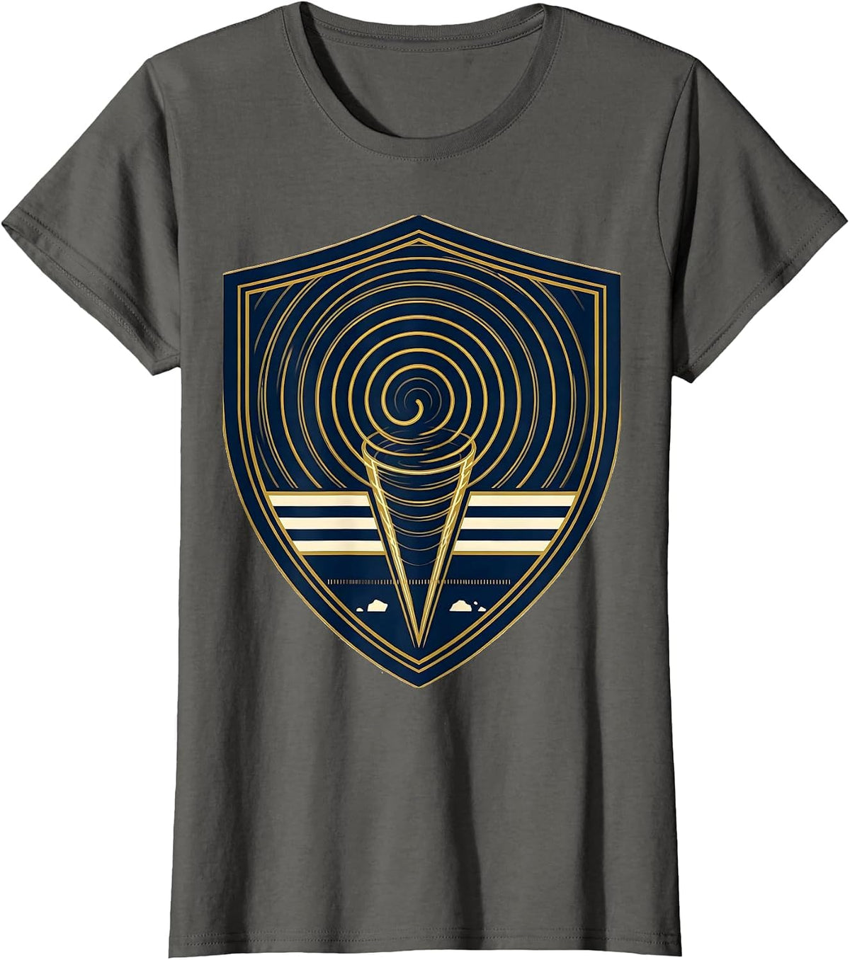 Women's Sealed Shield Badge Sports Storm Chaser Meteorology Humor T-Shirt - Asphalt Grey