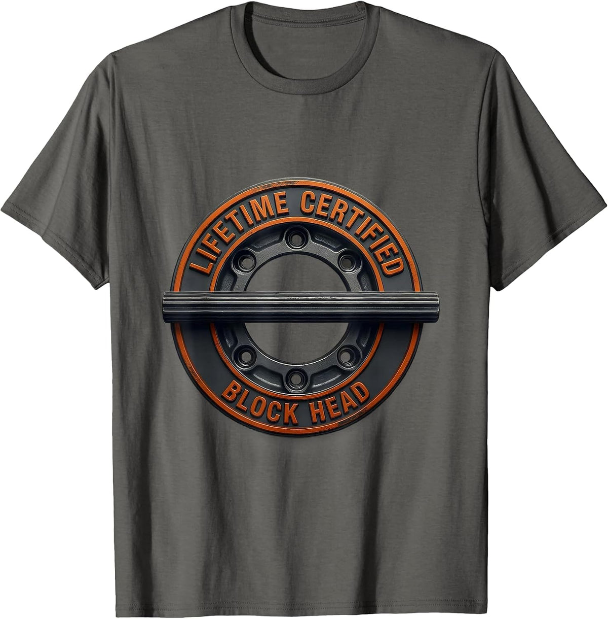 Lifetime Certified Block Head Funny Mechanic Garage Gift T-Shirt - Asphalt Grey
