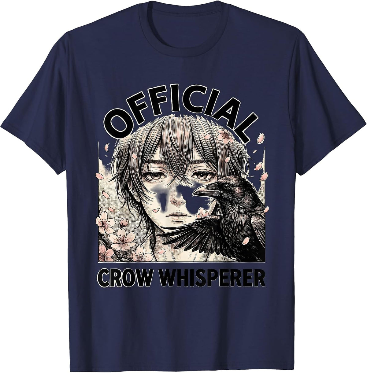 Official Crow Whisperer Bird Lover Design T-Shirt - Navy Blue