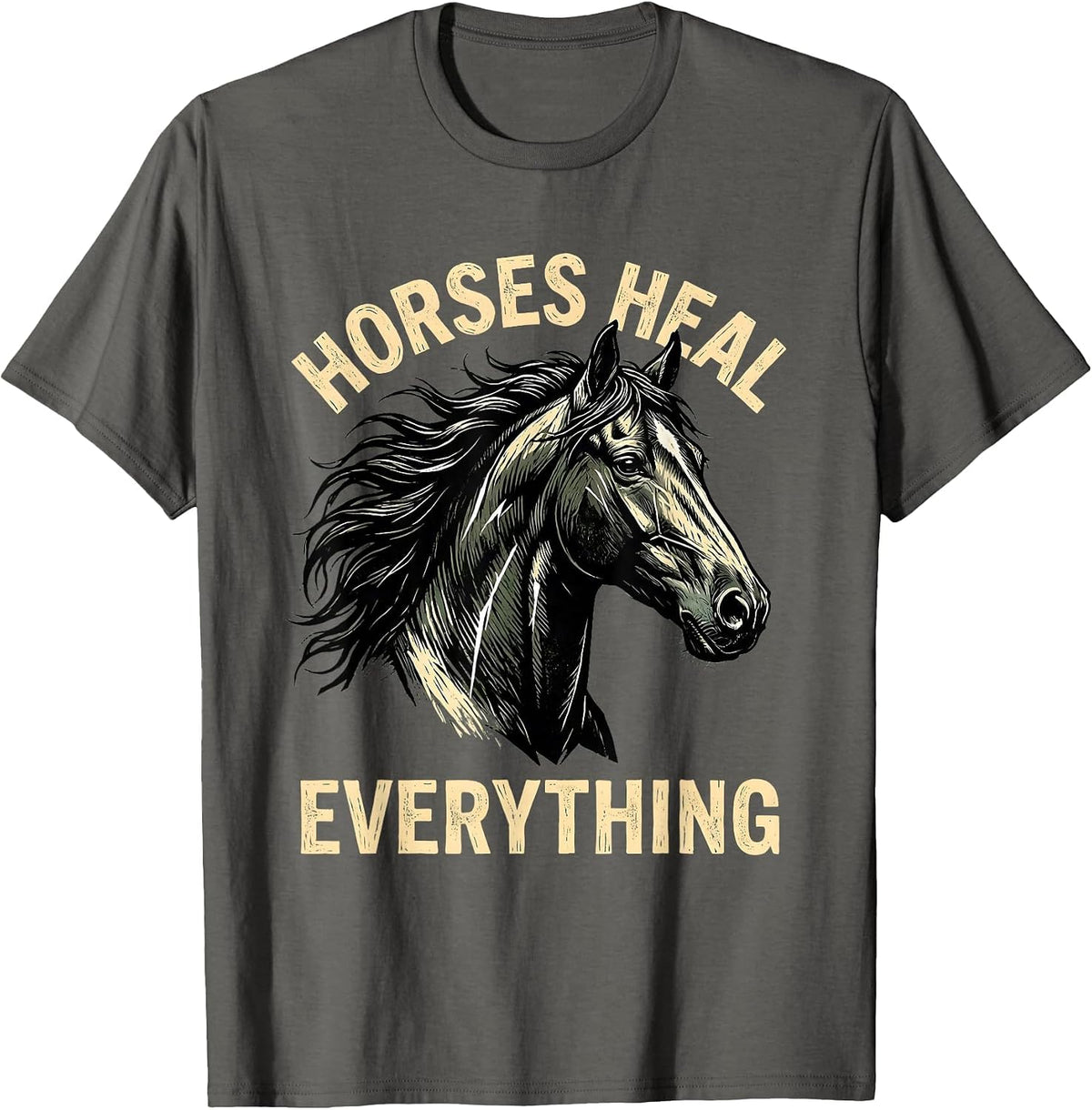 Men's Horses Heal Everything Equestrian Design T-Shirt - Asphalt Grey